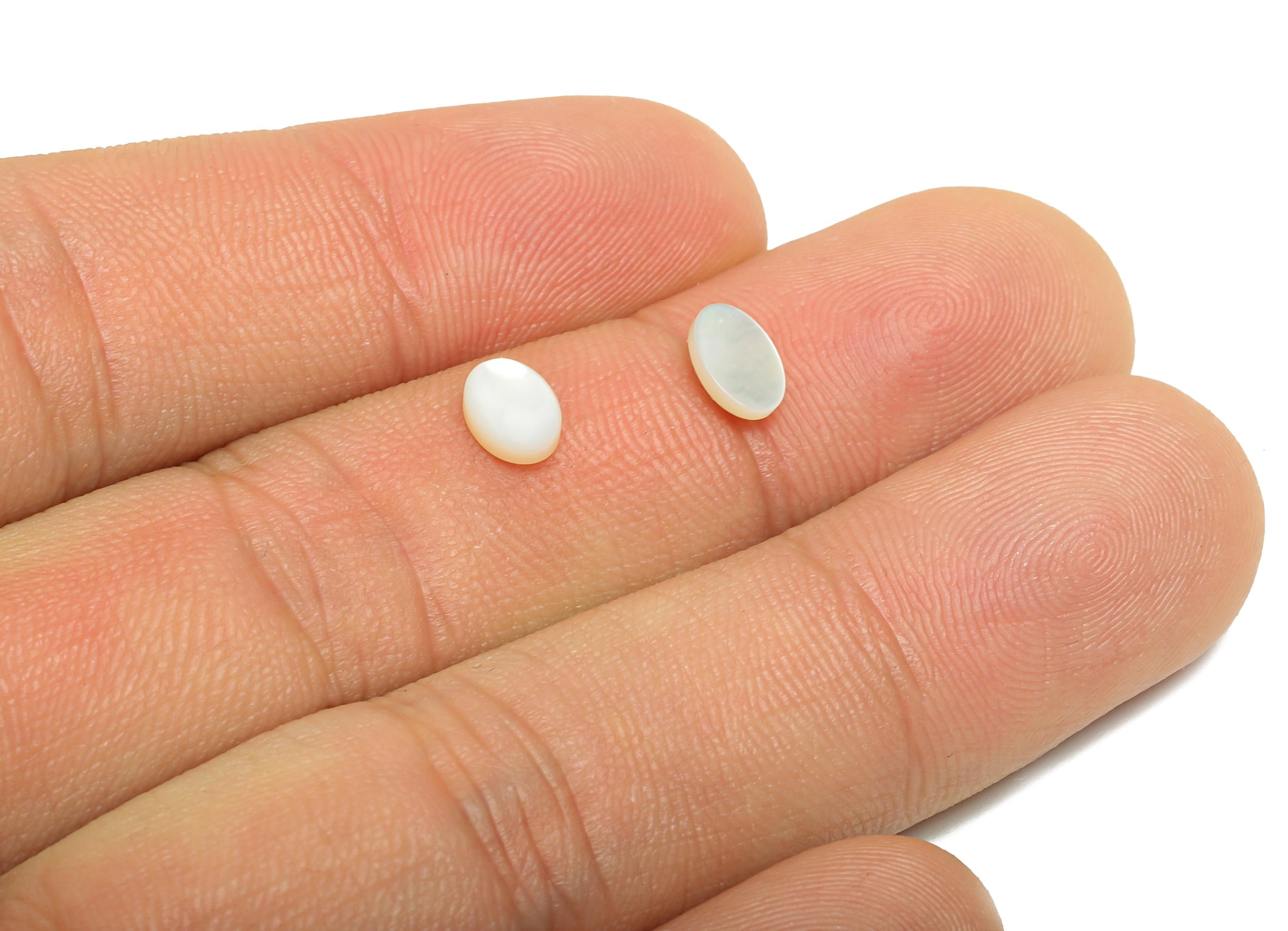 5*7mm Oval Natural White Shells Cabochon - Cabochon DIY Gemstone Setting - Cabochon for Rings or Pendants - Jewelry Shell Cabochon - NS3059