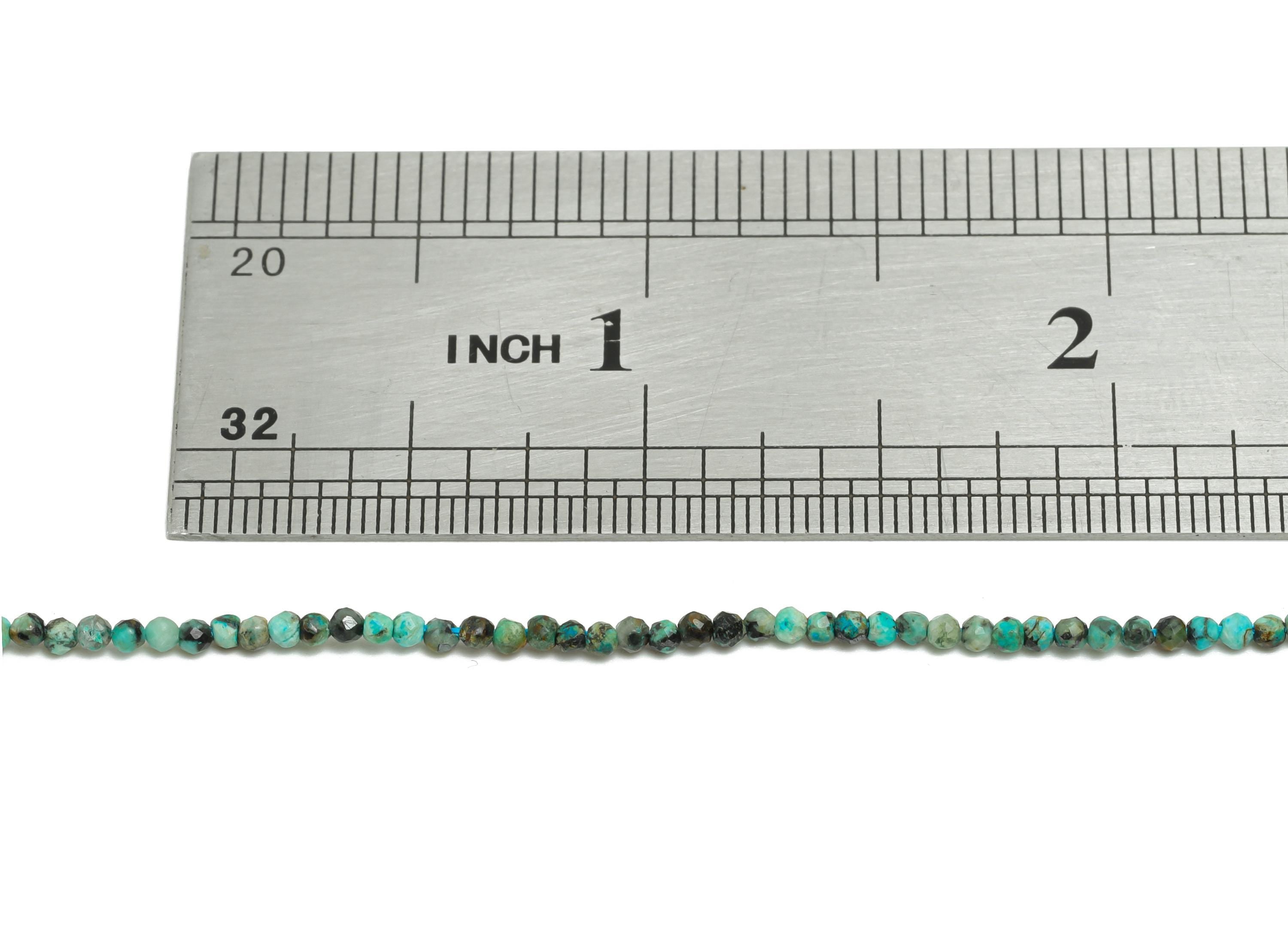 2mm Turquoise Natural Stone Beads - Faceted Round Amazonite 15.5 inch /Strand - Gemstone Beads for Handmade - DIY Crafting Beads - NS2531 - DOMEDBAZAAR