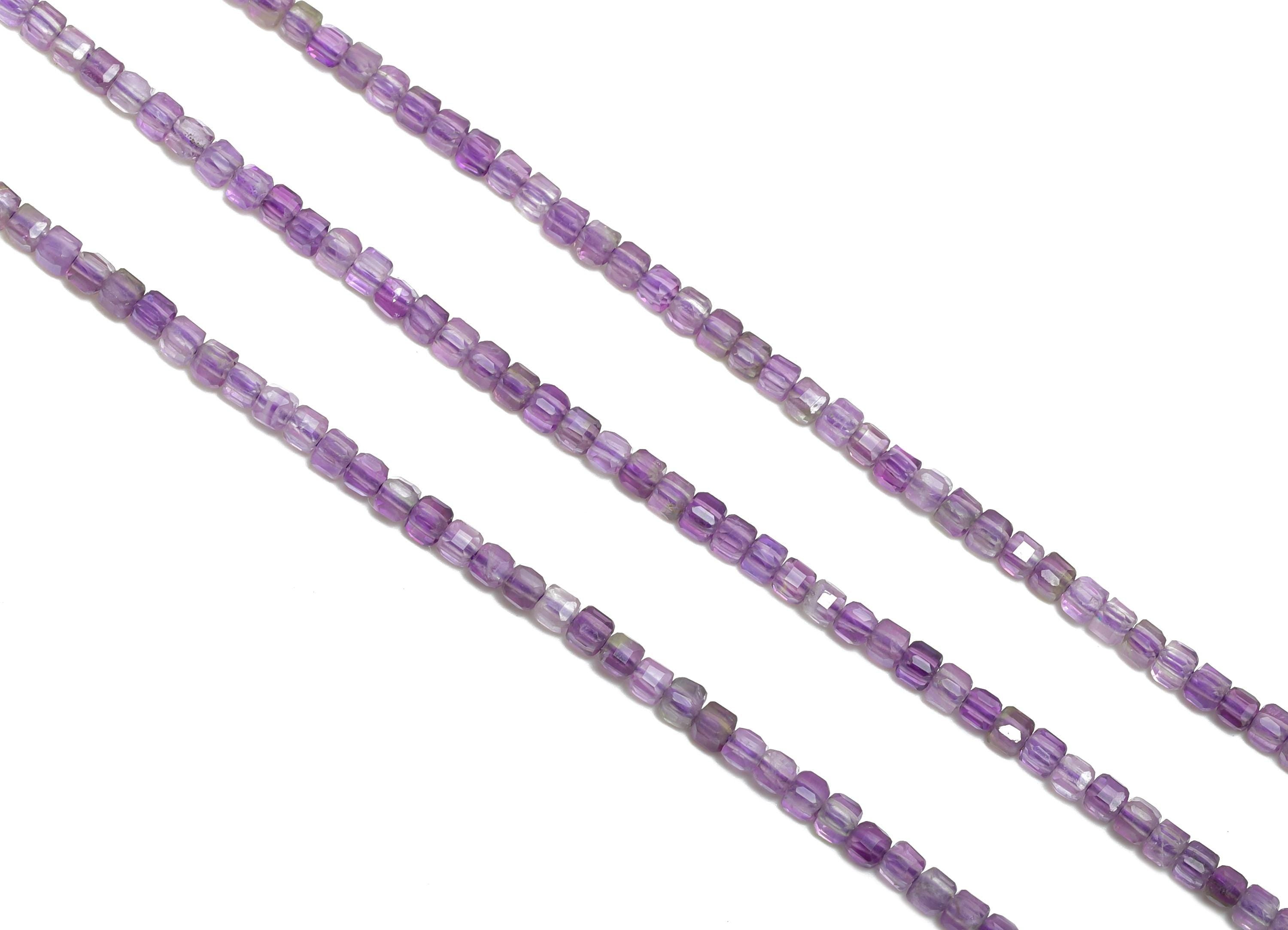 2mm Amethyst Natural Stone Beads - Faceted Cube 15.5inch/Strand - Handmade Jewelry Beads - Healing Gemstone Beads - Crafting Beads - NS2521 - DOMEDBAZAAR