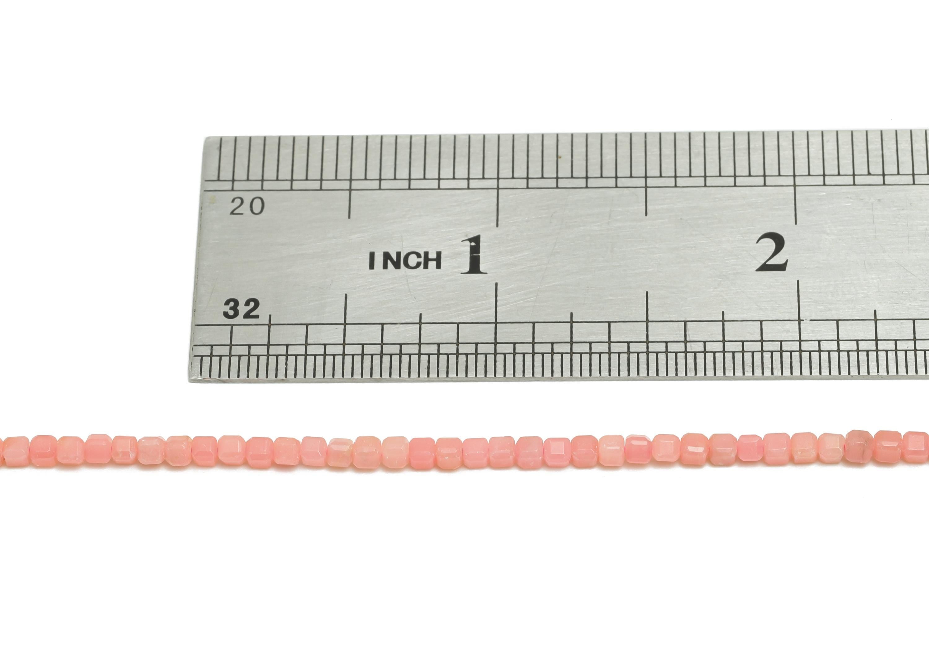 2mm Pink Opal Natural Stone Beads - Faceted Cube 15.5inch/Strand - Handmade Jewelry Beads - Healing Gemstone Beads - Crafting Beads - NS2510 - DOMEDBAZAAR