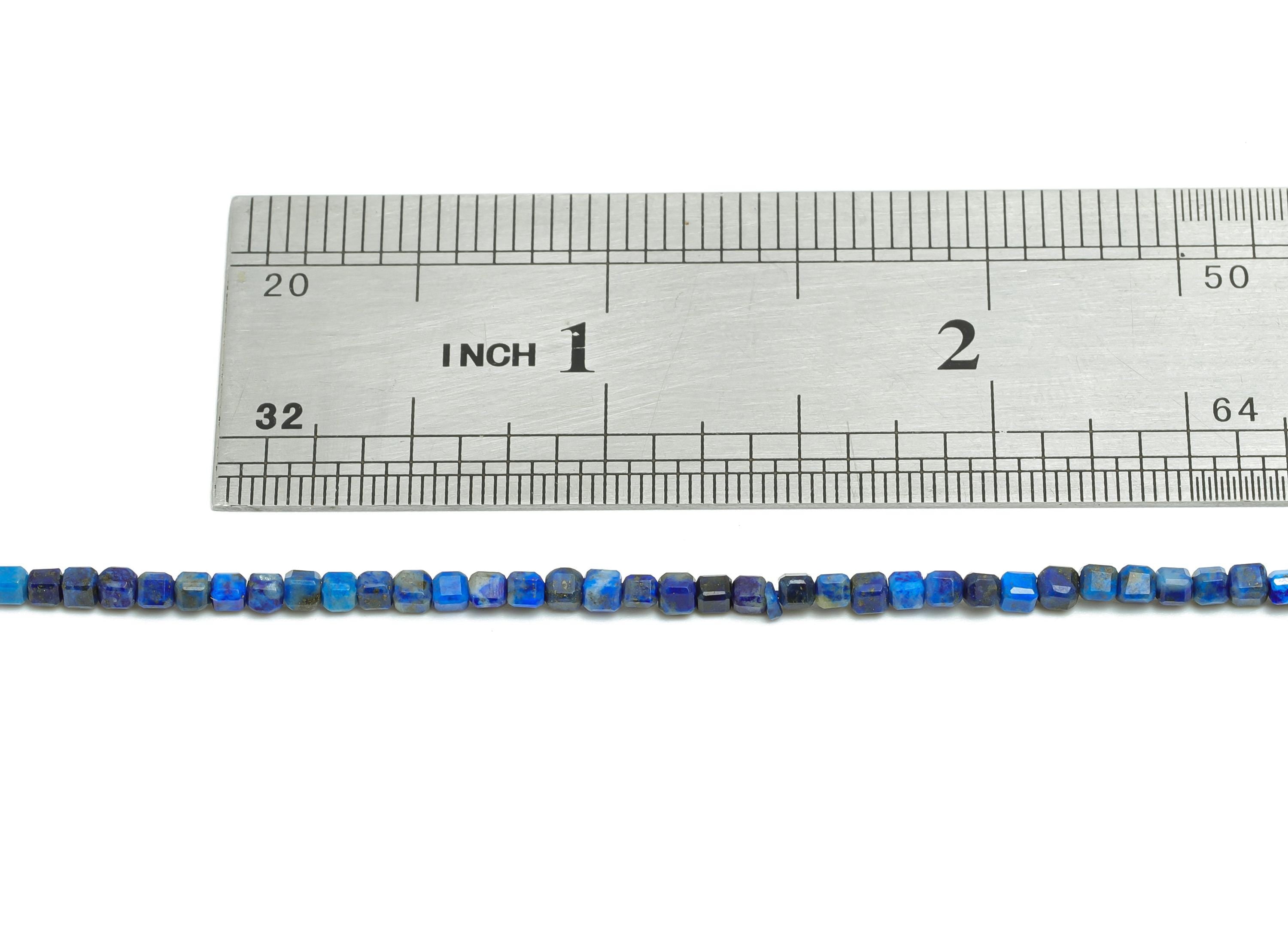 2mm Lapis Lazuli Natural Stone Bead - Faceted Cube 15.5inch/Strand - Handmade Jewelry Beads - Healing Gemstone Bead - Crafting Bead - NS2515 - DOMEDBAZAAR