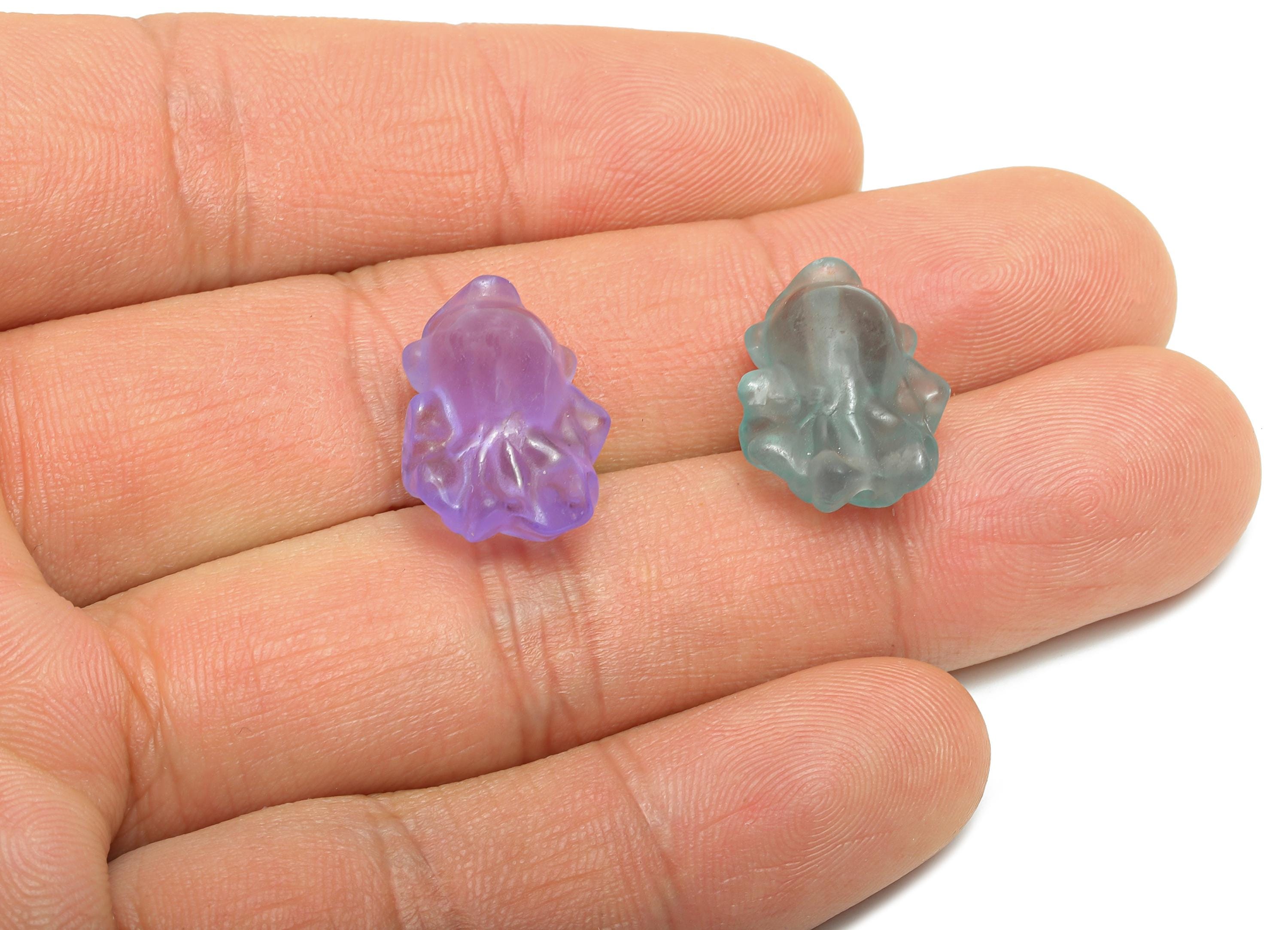 Carved Fluorite Goldfish Charm - Natural Fluorite Crystal - Handmade Carved Fish Gemstone - Healing Crystal Supplies - 18.9x13.8x9mm -NS3095 - DOMEDBAZAAR