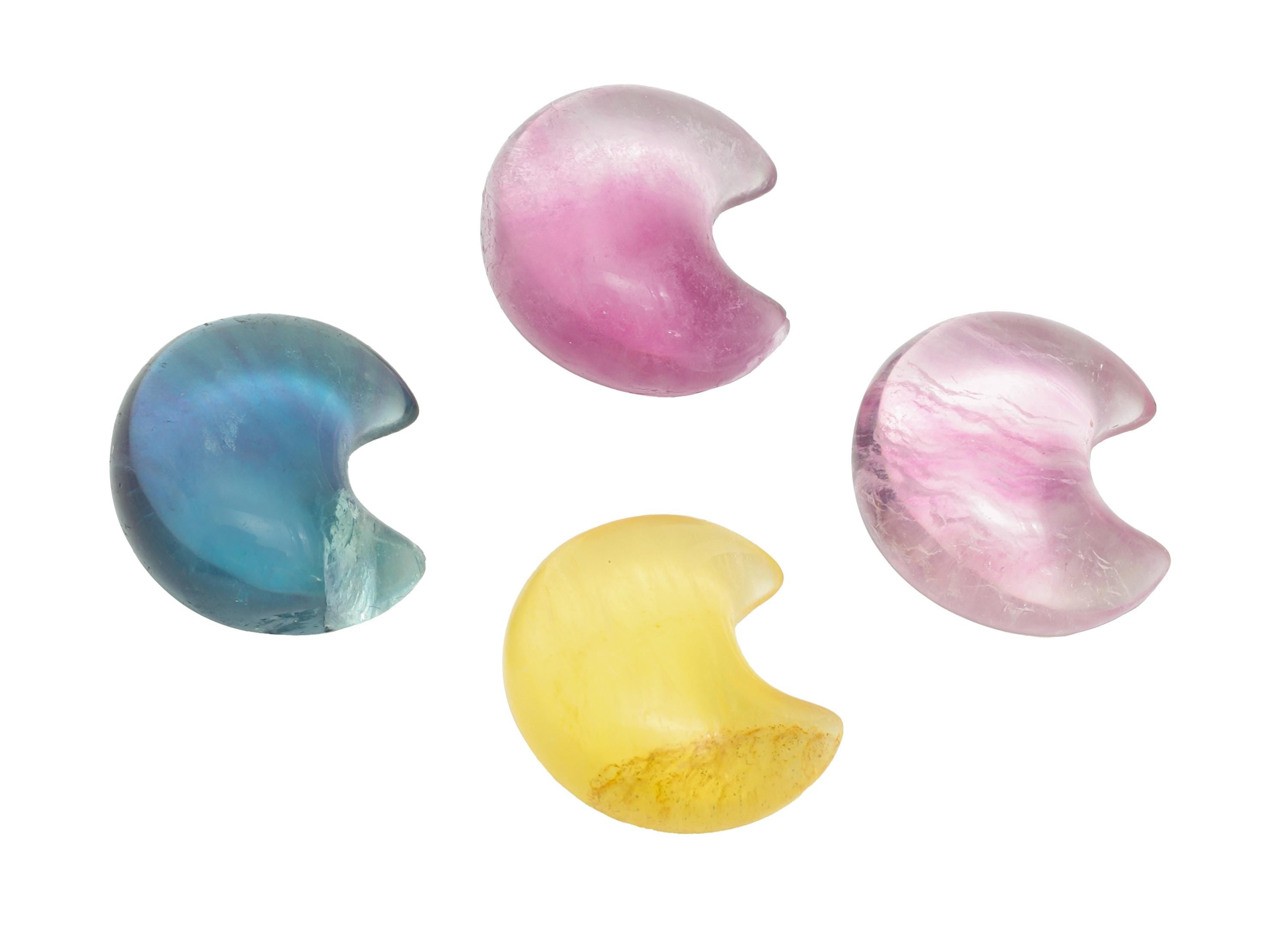 Fluorite Crescent Charm - Natural Fluorite Crystal - Handmade Celestial Moon Gemstone - Healing Crystal Supplies - 15.5x13.7x7.8mm - NS3096 - DOMEDBAZAAR