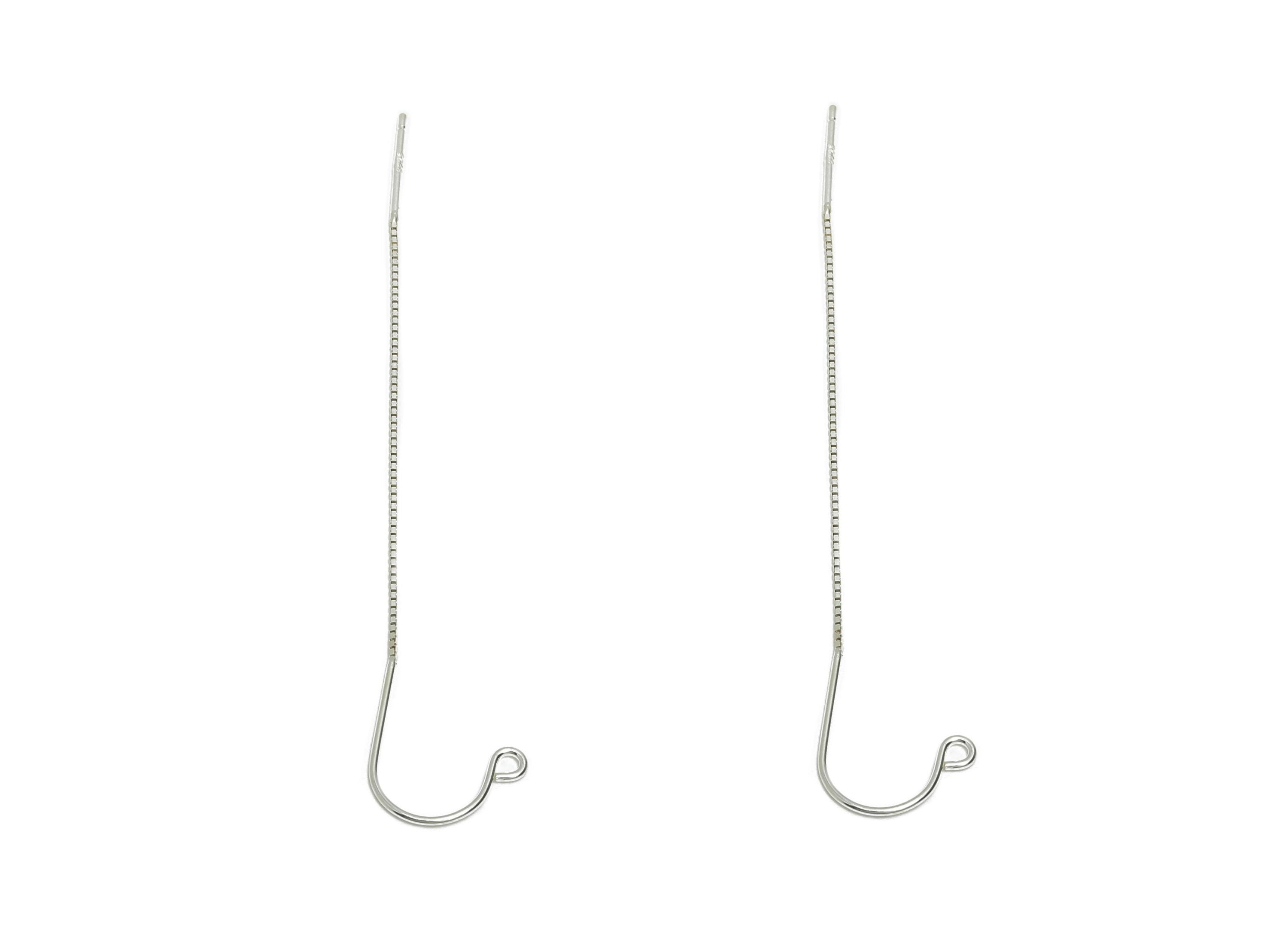 Sterling Silver Tassel Earring Wire - Silver Chain Tassel Hook Earring Wire with Loop - 925 Sterling Silver - Jewelry Making DIY - SI1156