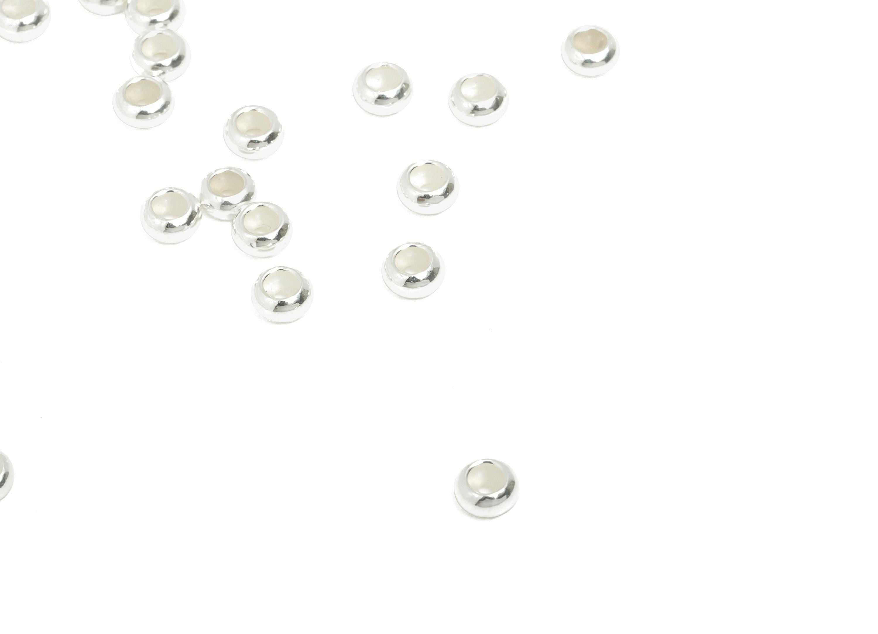 4mm Rubber Stopper Beads - Positioning Rubber Stopper Beads - Pure Silver 999 - Rondelle Spacer Beads - Jewelry Making Supplies - SI1143 - DOMEDBAZAAR
