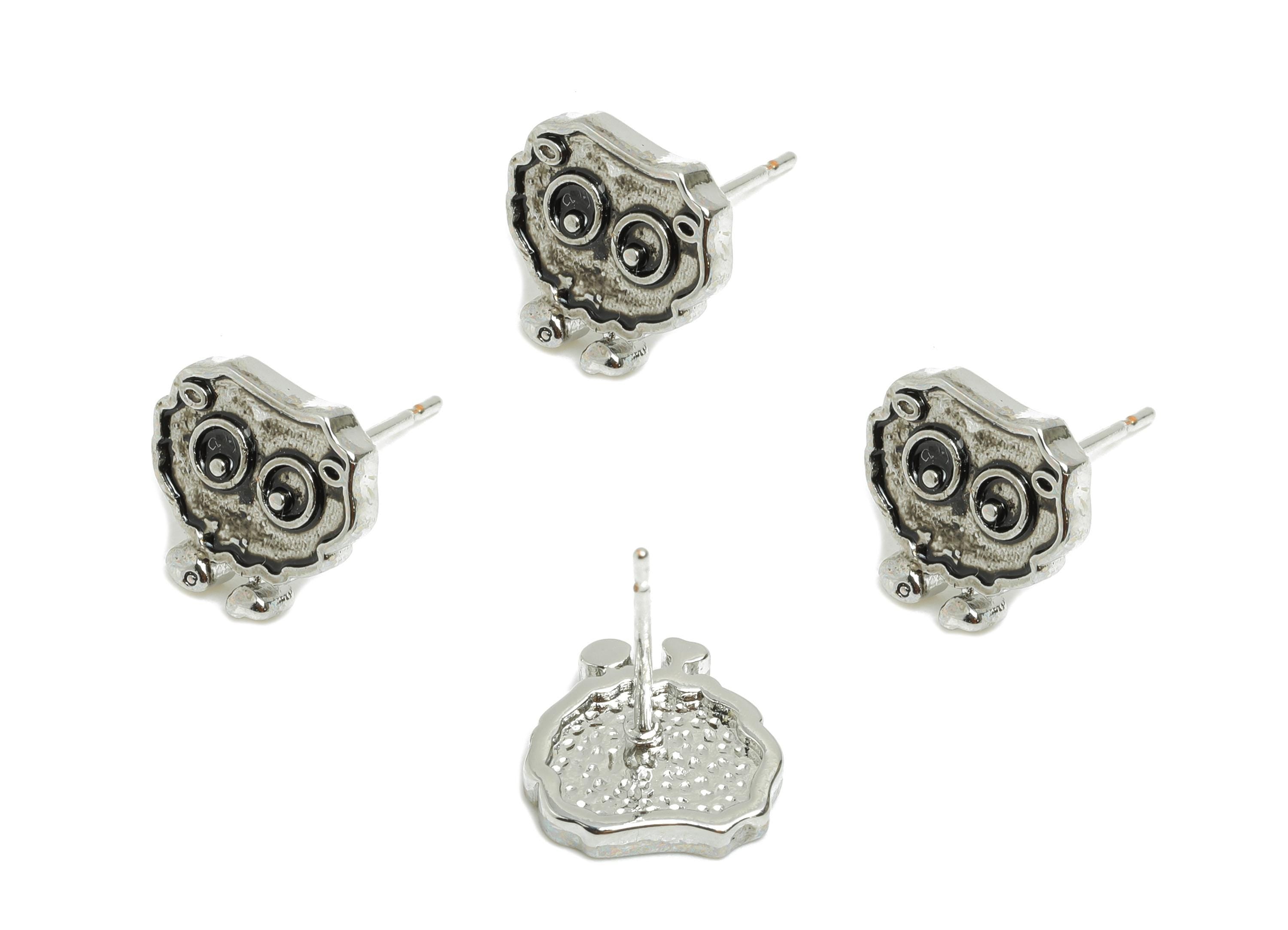 Brass Geometric Earring Post - Cute Cartoon Pattern Stud Earring - Whimsical Handmade Jewelry - Gift for Her - 9.88x10x1.95mm - RGP11011 - DOMEDBAZAAR