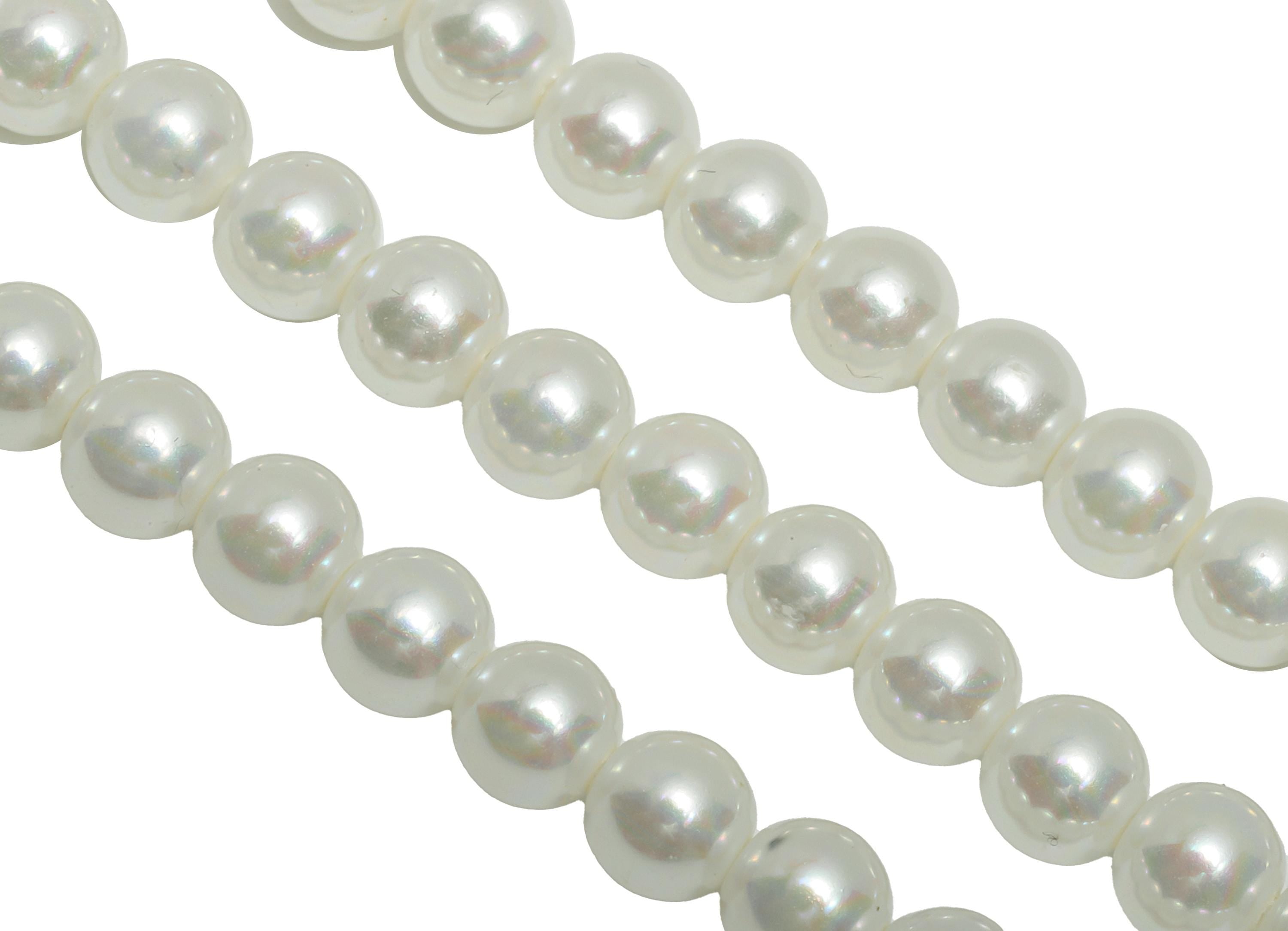 5mm White Glass Pearl Beads - Imitation Pearl 16inch/Strand/82Pcs - Faux Pearl Jewelry - DIY Necklace Bead - Elegant Craft Bead - GS1358 - DOMEDBAZAAR