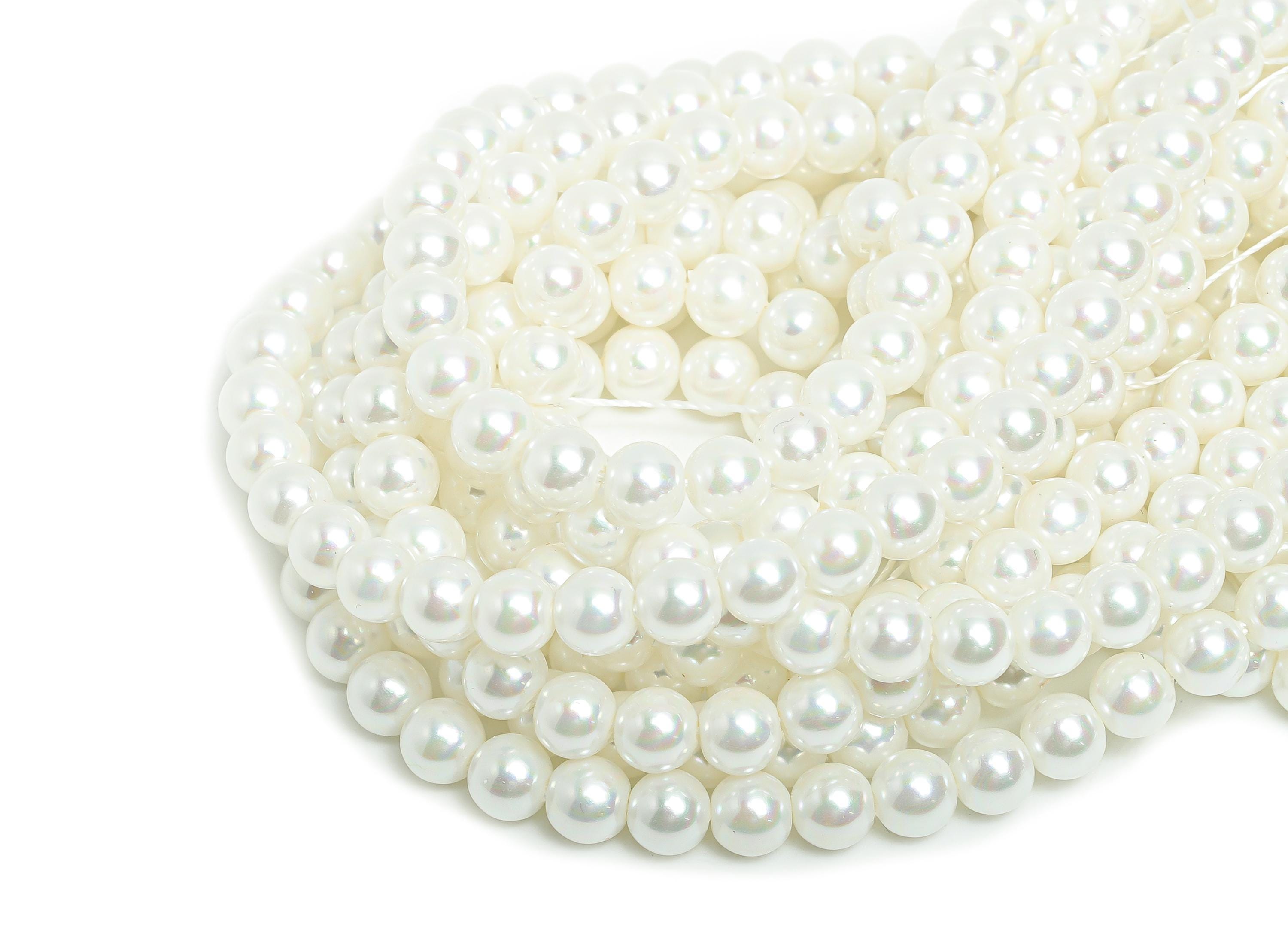 5mm White Glass Pearl Beads - Imitation Pearl 16inch/Strand/82Pcs - Faux Pearl Jewelry - DIY Necklace Bead - Elegant Craft Bead - GS1358 - DOMEDBAZAAR