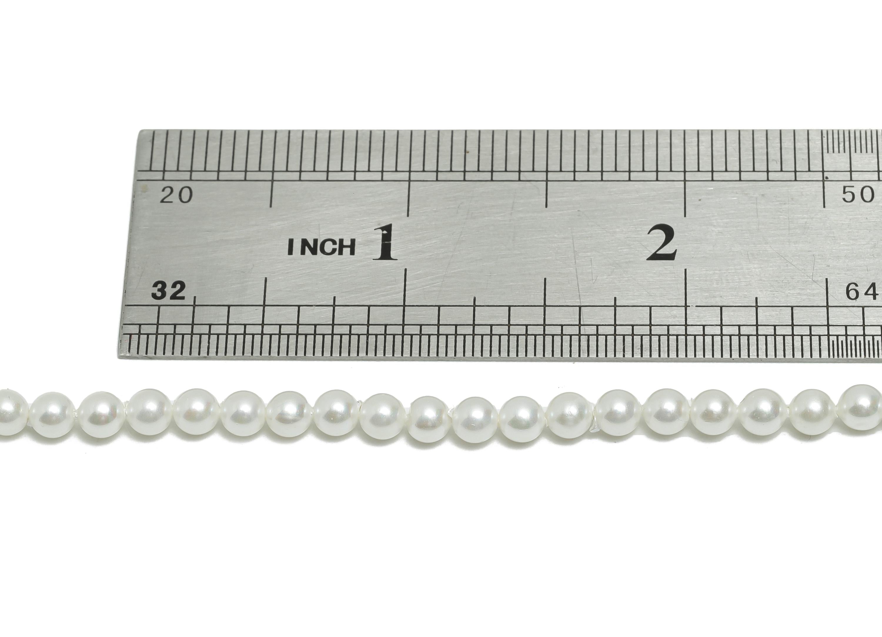 4mm White Glass Pearl Beads - Imitation Pearl 16inch/Strand/98Pcs - Faux Pearl Jewelry - DIY Necklace Bead - Elegant Craft Bead - GS1357 - DOMEDBAZAAR