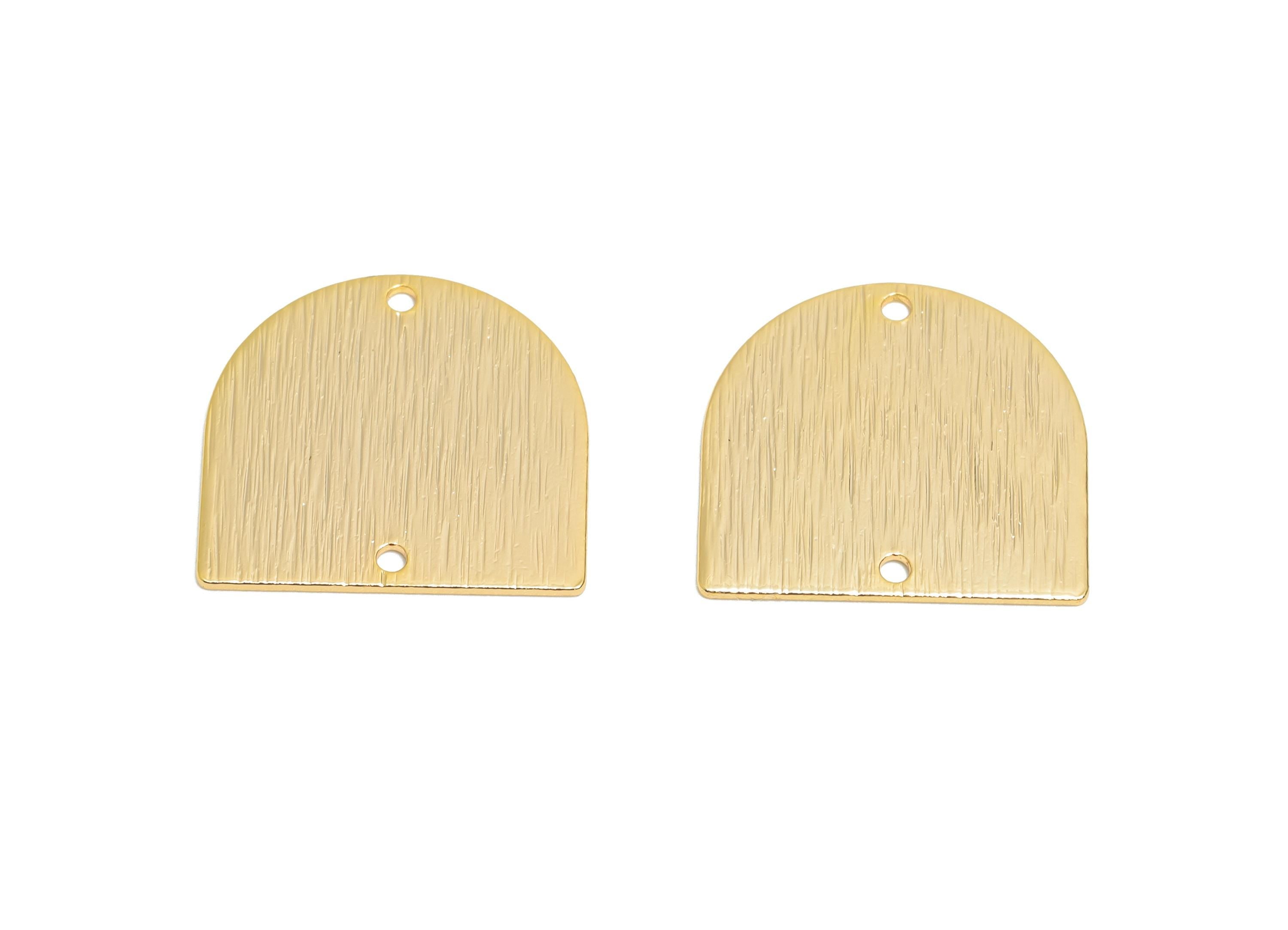 Brass Domed Earring Connector - Brass Geometry Textured Charm - Textured Domed For Jewelry Making - 18k Real Gold Plated -21x11x4mm-RGP10017 - DOMEDBAZAAR