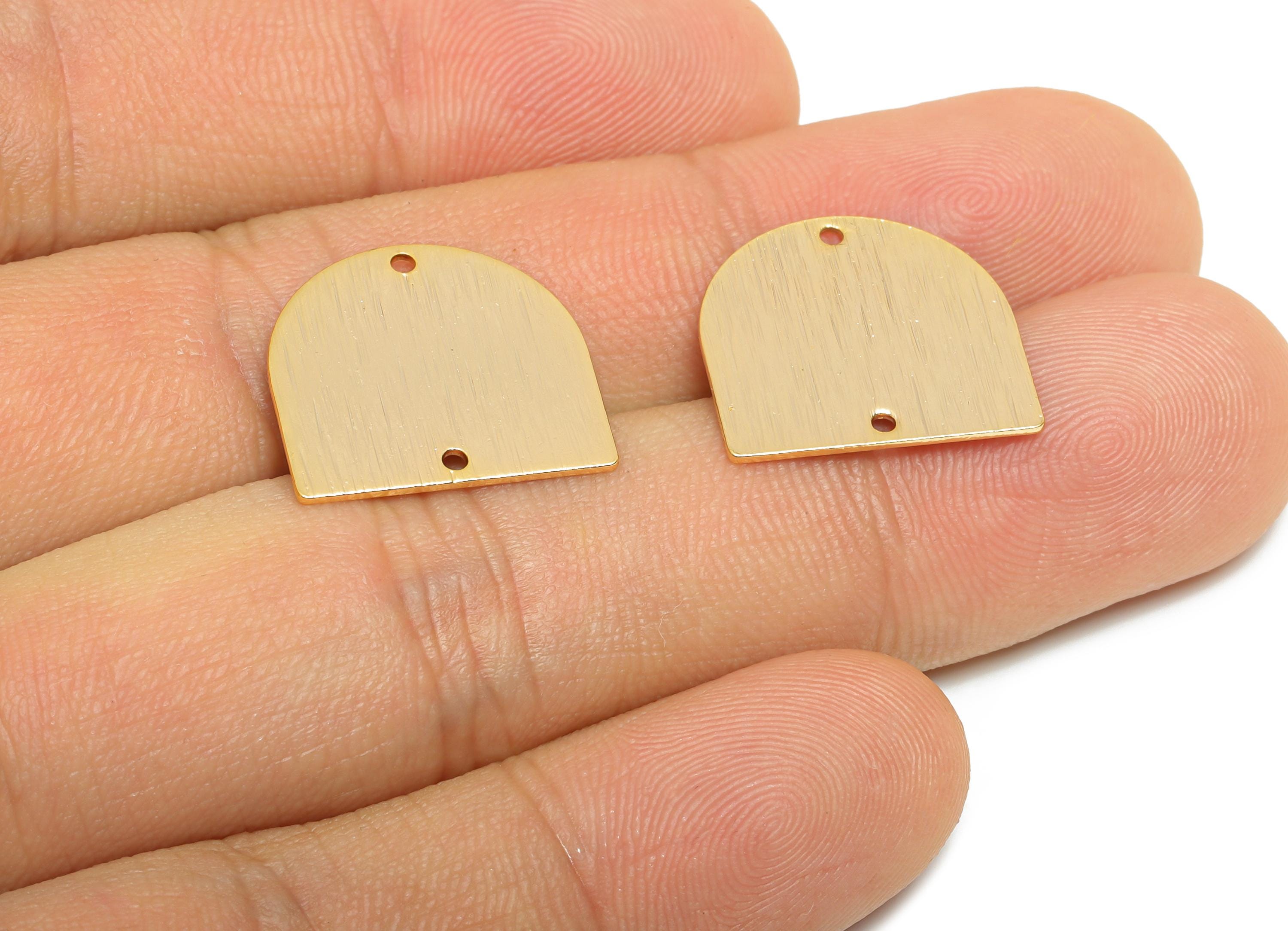 Brass Domed Earring Connector - Brass Geometry Textured Charm - Textured Domed For Jewelry Making - 18k Real Gold Plated -21x11x4mm-RGP10017 - DOMEDBAZAAR