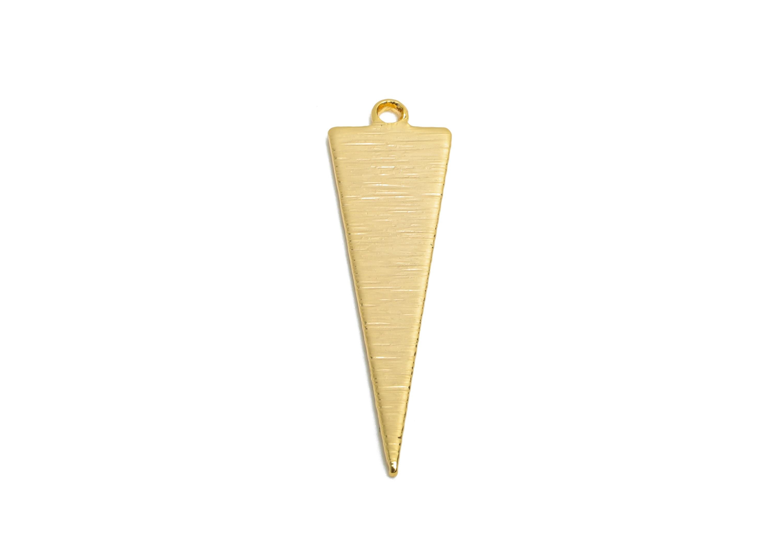 Brass Triangle Earring Charm - Brass Geometry Textured Charm - Textured Triangle For DIY Jewelry - 18k Real Gold Plated - 21x11x4mm-RGP10015 - DOMEDBAZAAR