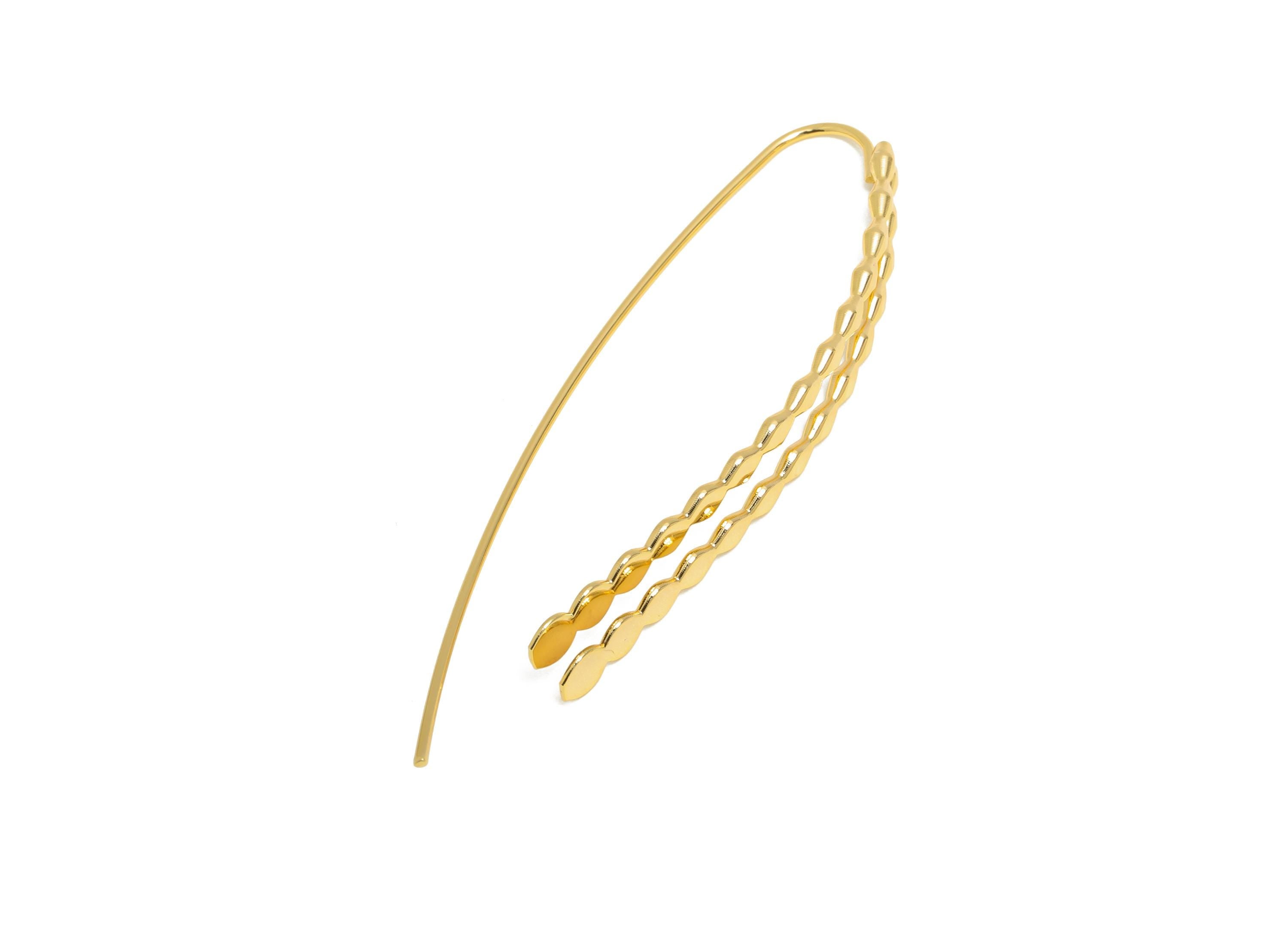 Brass Hook Earring Wire - Textured Hammered Hook Earring Wire - Minimalist Gold Jewelry - 18K Real Gold Plated - 58x16.5x1mm - RGP10975 - DOMEDBAZAAR