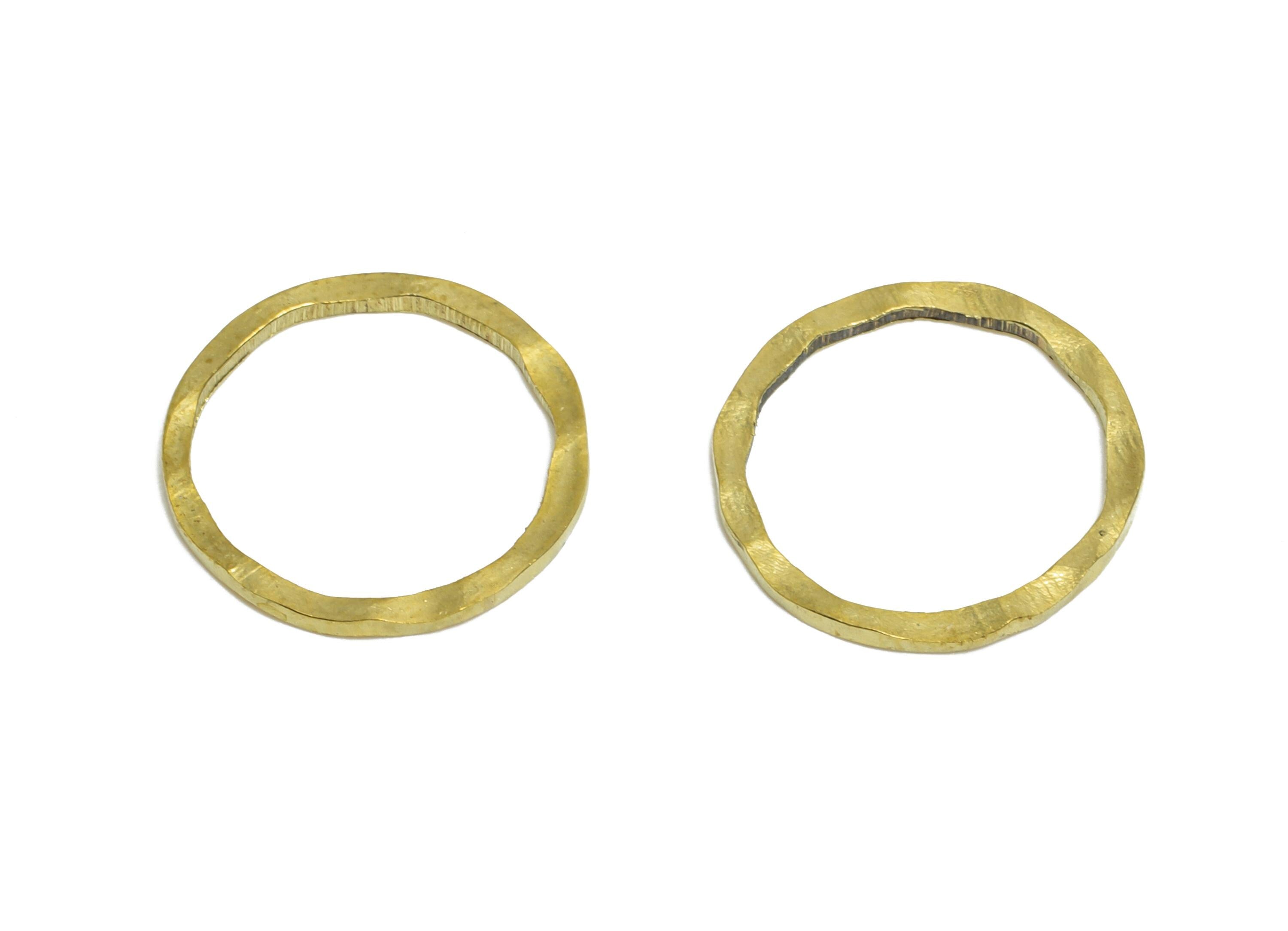 14mm Hammered Ring Connector - Raw Brass Handmade Ring Connector - Circle Jewelry Finding - Irregular Round Jewelry  - 14x1x1mm - PP11400 - DOMEDBAZAAR