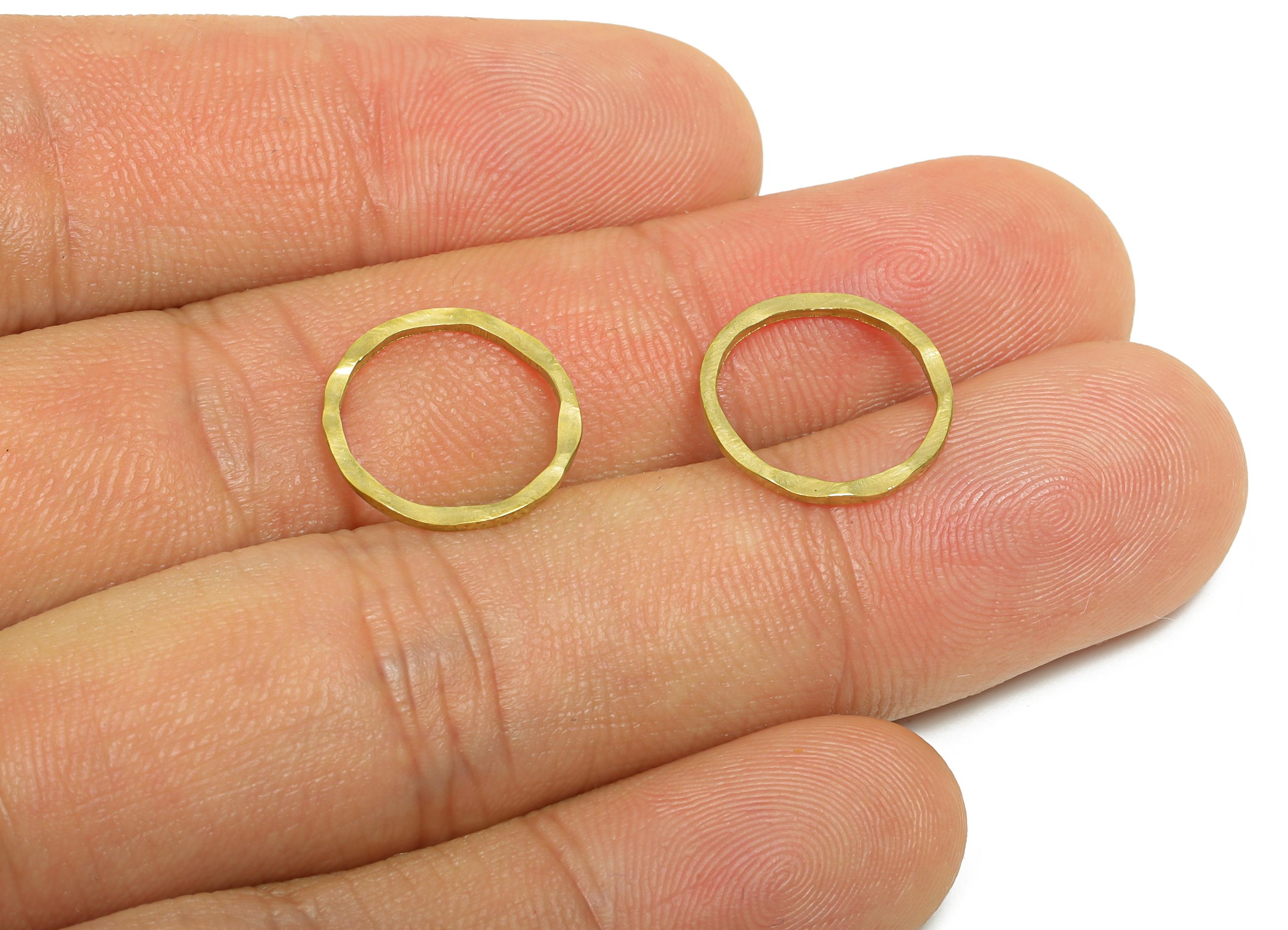 14mm Hammered Ring Connector - Raw Brass Handmade Ring Connector - Circle Jewelry Finding - Irregular Round Jewelry  - 14x1x1mm - PP11400 - DOMEDBAZAAR