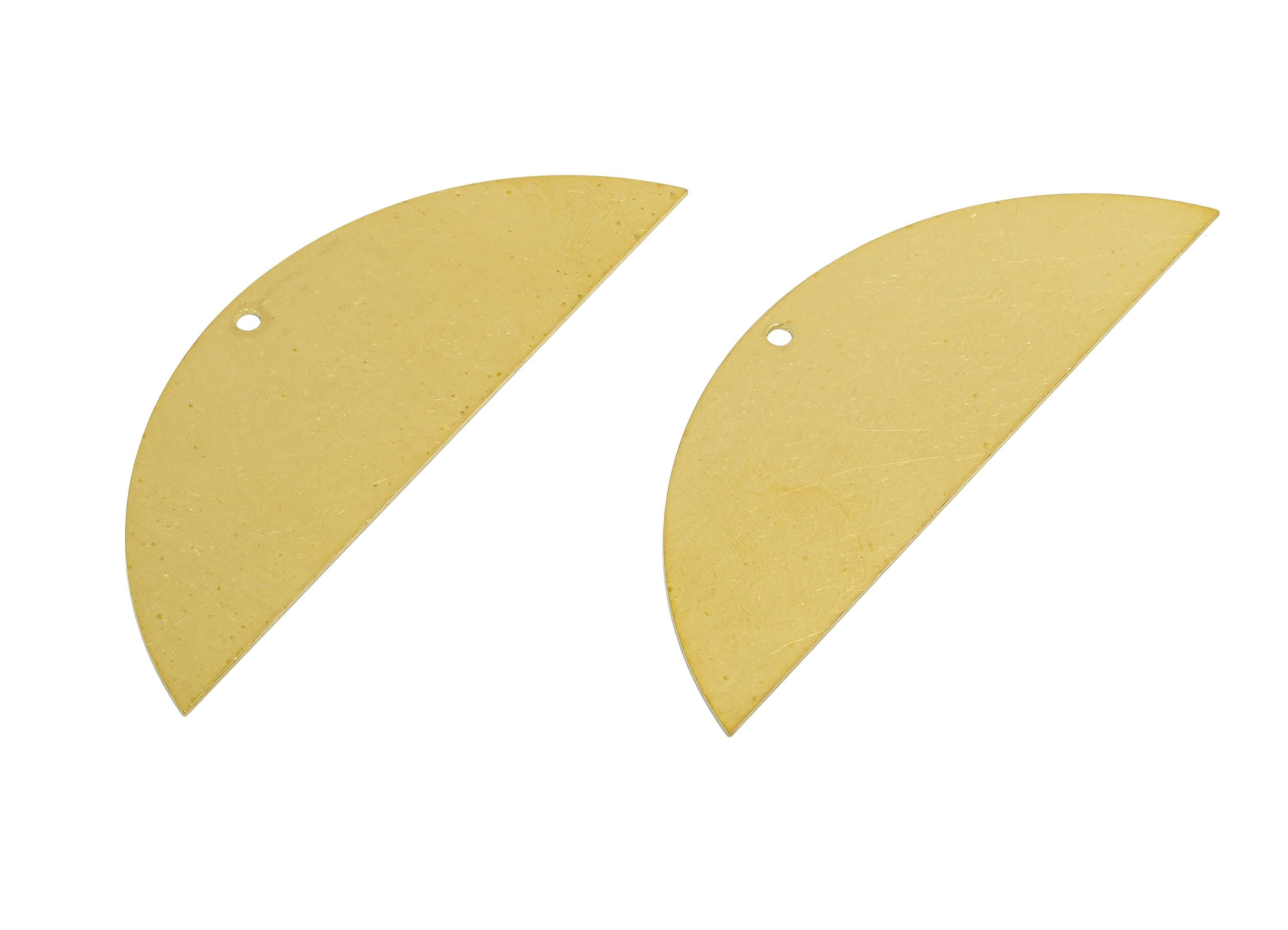 Brass Half Circle Pendant - Raw Brass Semicircle Earring Base - Modern Pendant Base Finding - Flat Brass Arc Charm - 64x23x0.6mm - PP11406 - DOMEDBAZAAR