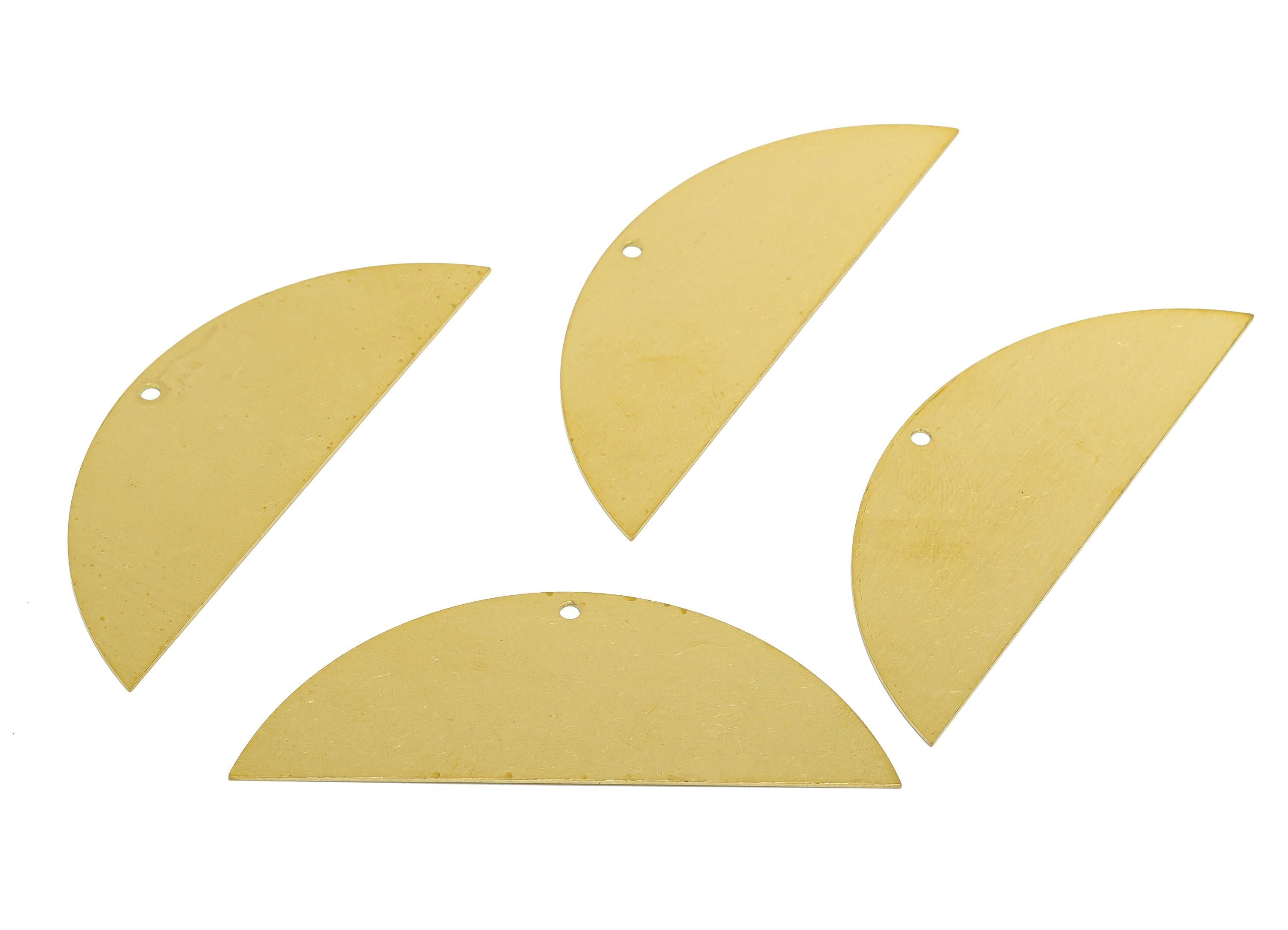 Brass Half Circle Pendant - Raw Brass Semicircle Earring Base - Modern Pendant Base Finding - Flat Brass Arc Charm - 64x23x0.6mm - PP11406 - DOMEDBAZAAR