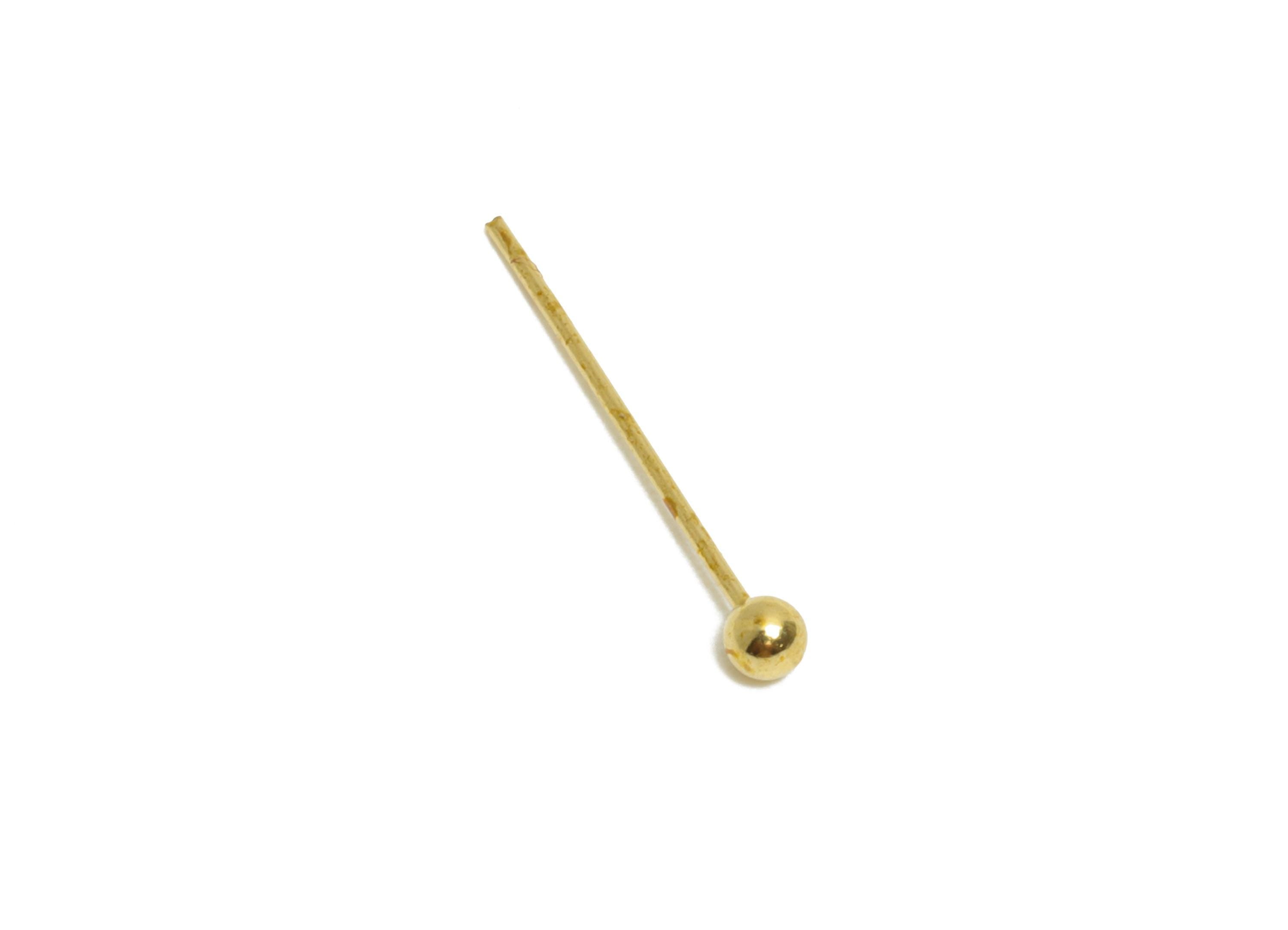 0.5*14*2mm Ball Headpin - Raw Brass Bead Stopper Pin - Metal Headpin - Wire Pin for Jewelry - Bead Making for Handmade Creation - PP11421-14