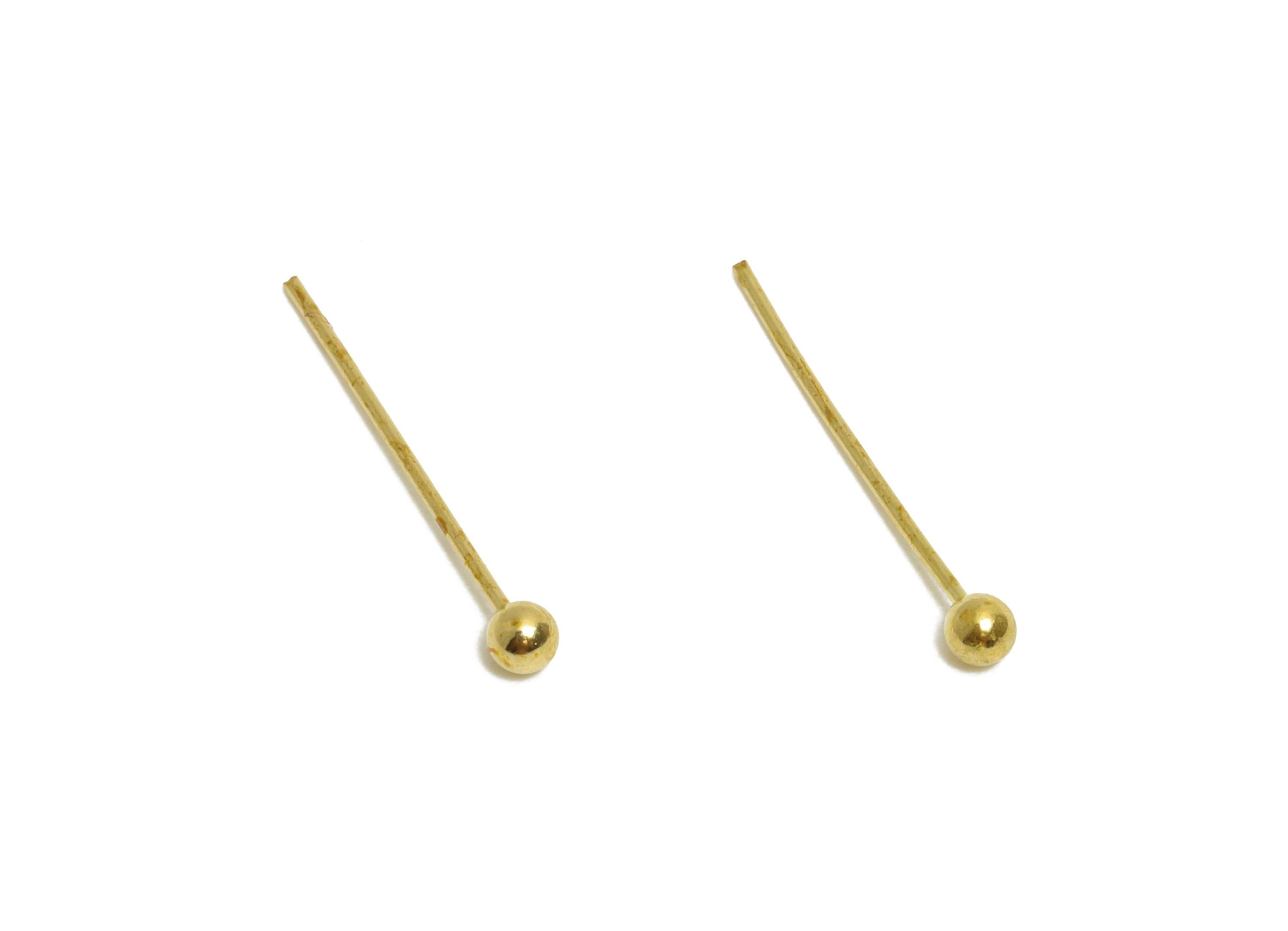 0.5*14*2mm Ball Headpin - Raw Brass Bead Stopper Pin - Metal Headpin - Wire Pin for Jewelry - Bead Making for Handmade Creation - PP11421-14