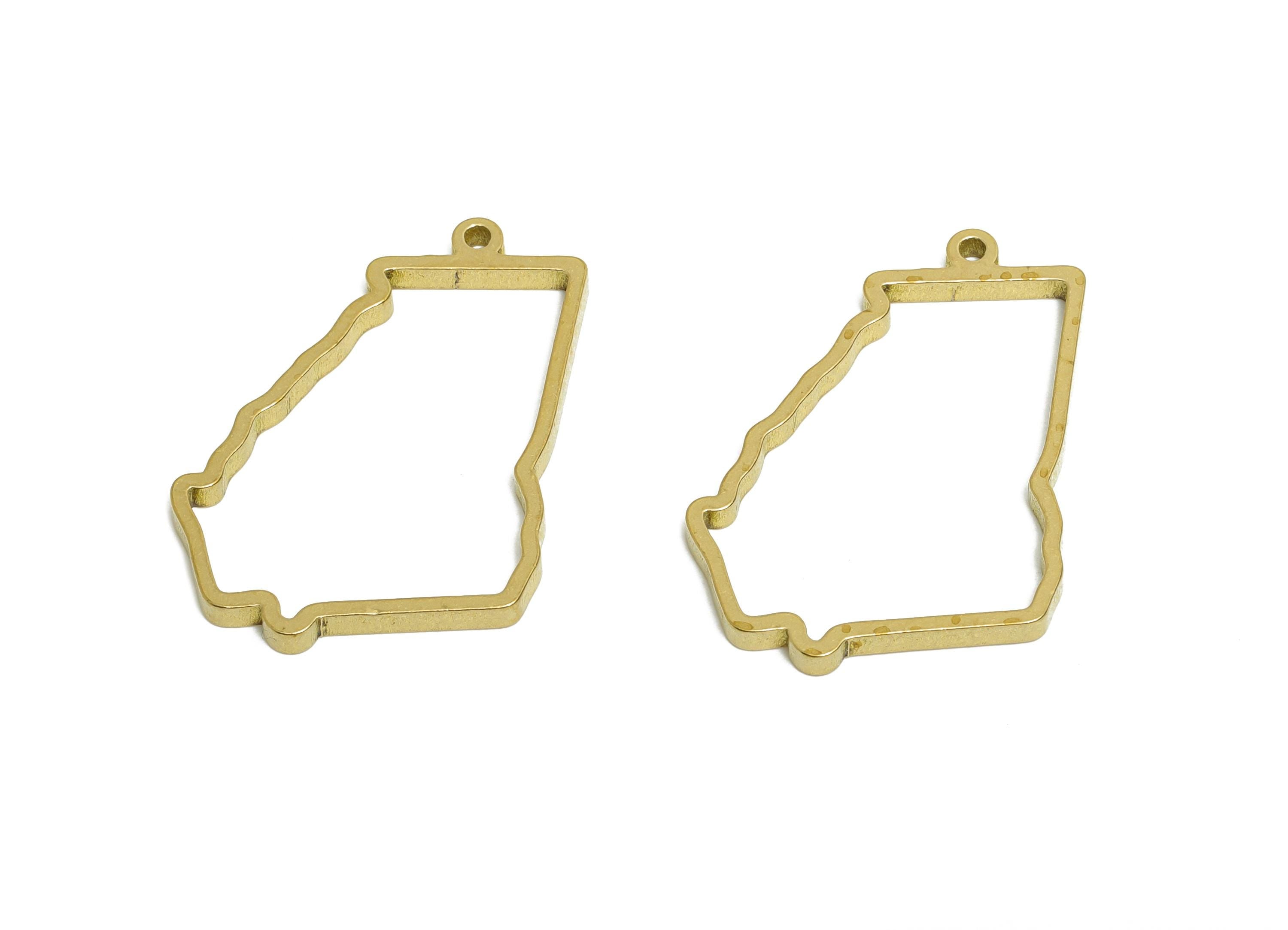 Brass USA State Outline Pendant - Raw Brass Georgia State Charm - Modern Outline Pendant - Brass Pendant For Necklace - 27x20x2mm - PP11405 - DOMEDBAZAAR