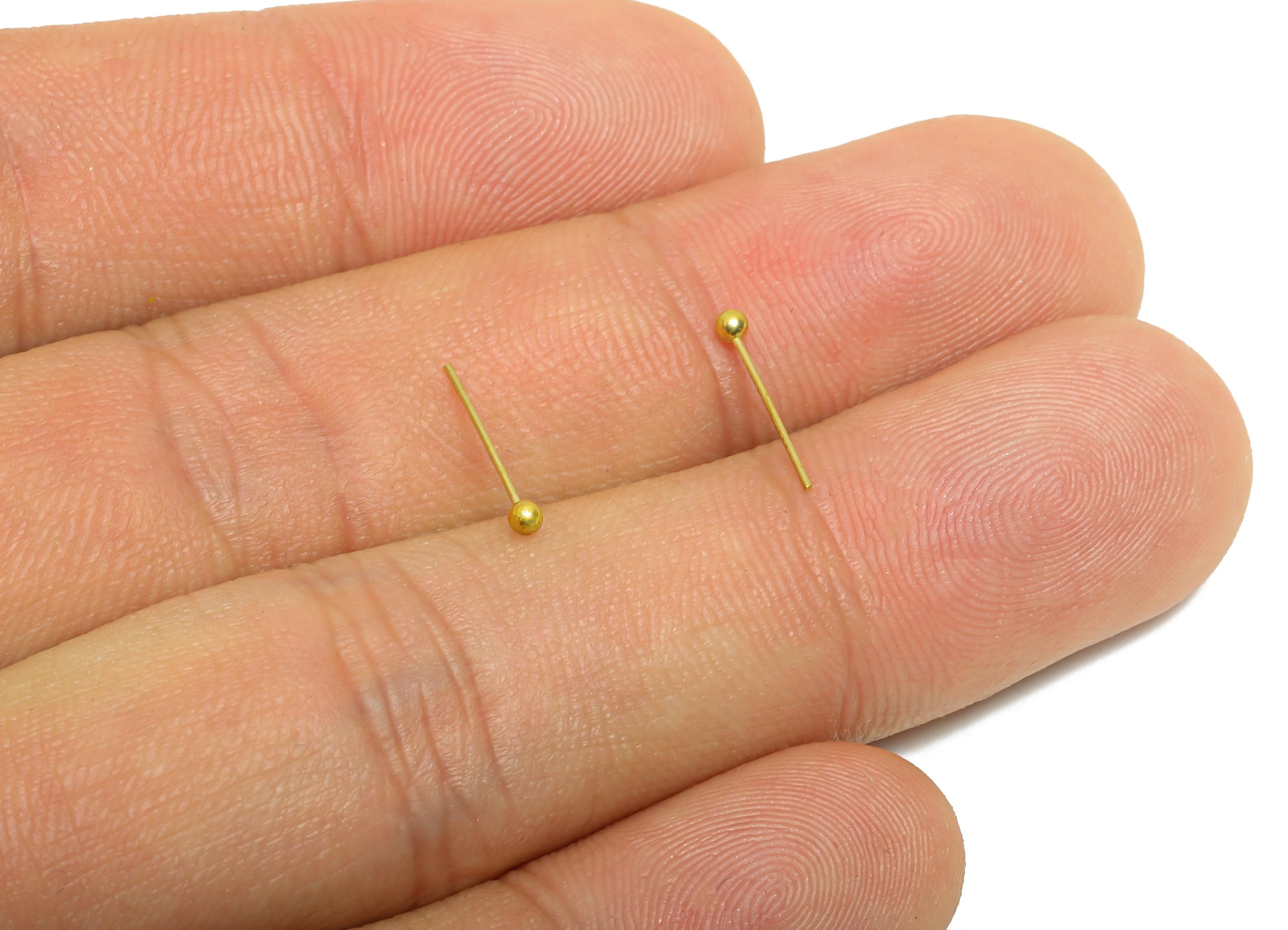 0.5*12*2mm Ball Headpin - Raw Brass Bead Stopper Pin - Metal Headpin - Wire Pin for Jewelry - Bead Making for Handmade Creation - PP11421-12