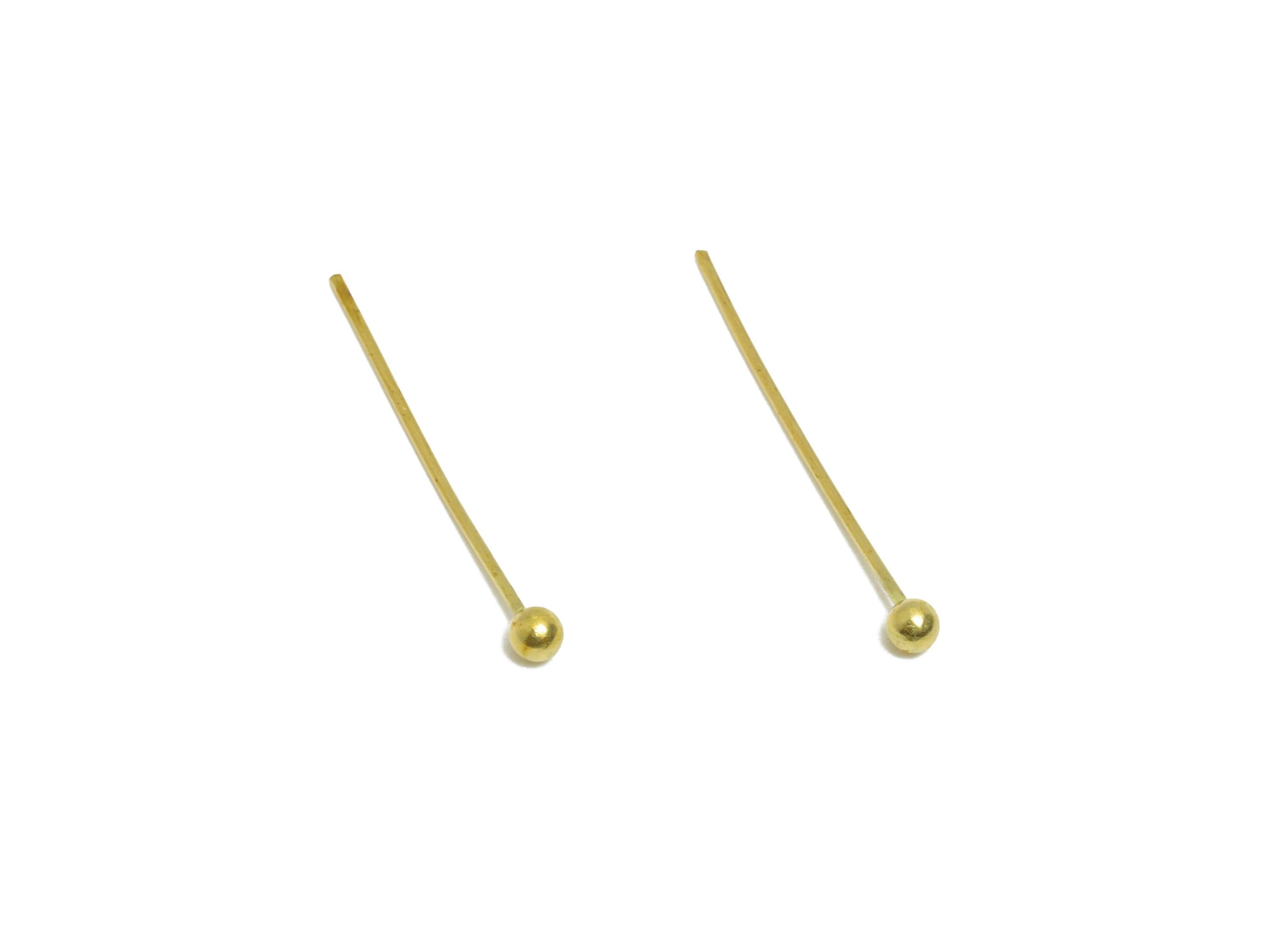 0.5*16*2mm Ball Headpin - Raw Brass Bead Stopper Pin - Metal Headpin - Wire Pin for Jewelry - Bead Making for Handmade Creation - PP11421-16