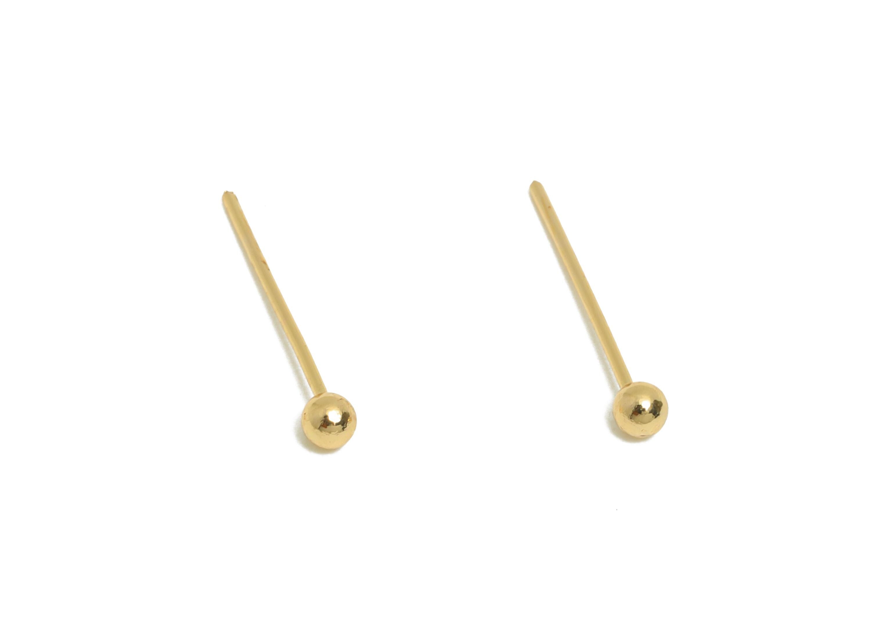 0.5*12*2mm Ball Headpin - Brass Bead Stopper Pin - Wire Pin for Jewelry - Bead Making for Handmade Creation - 18K Gold Plated - RGP11049-12
