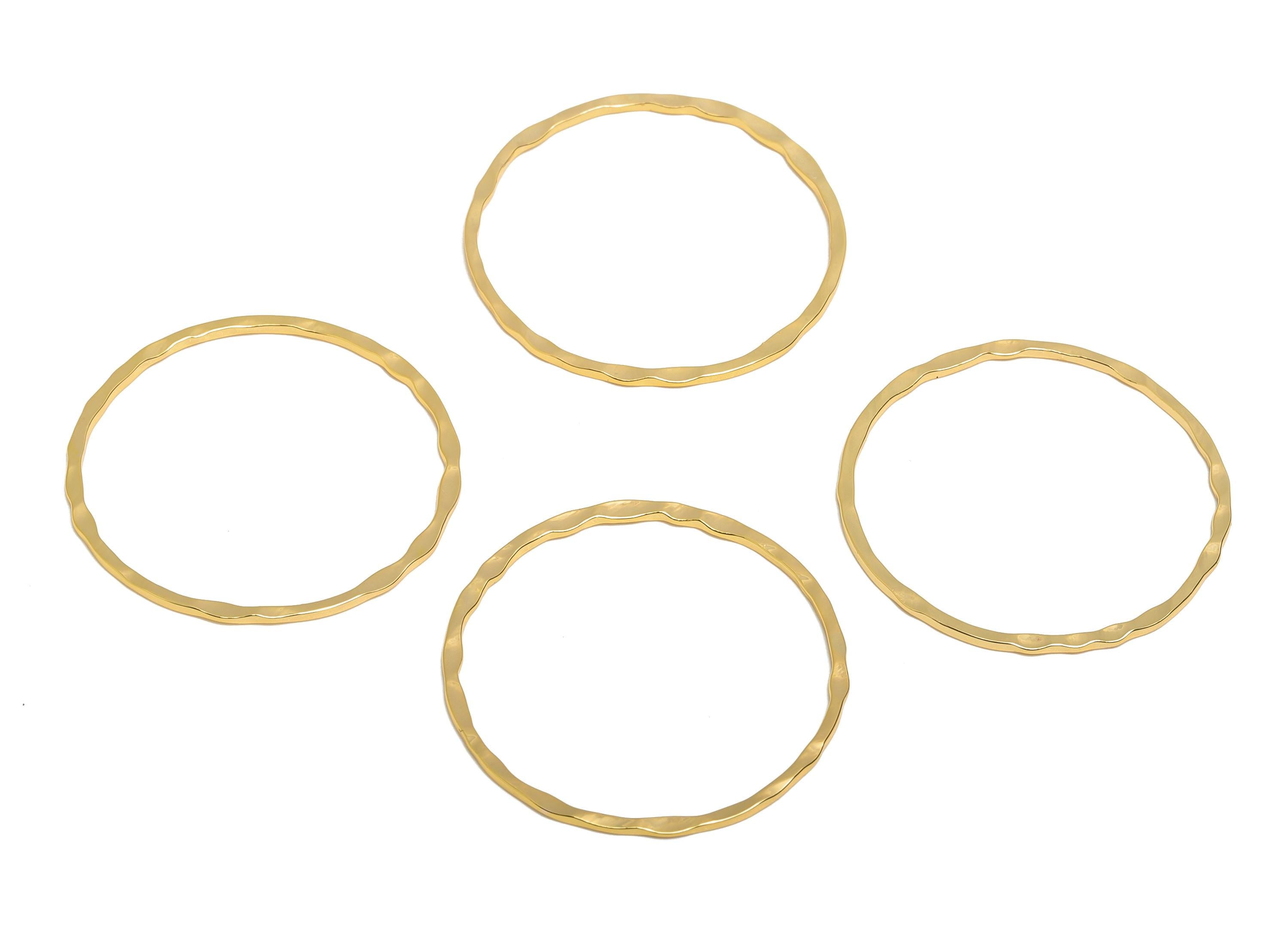 30mm Hammered Ring Connector - Brass Handmade Ring Connector - Gold Circle Jewelry Finding - 18K Real Gold Plating - 30x1x1mm - RGP11036 - DOMEDBAZAAR