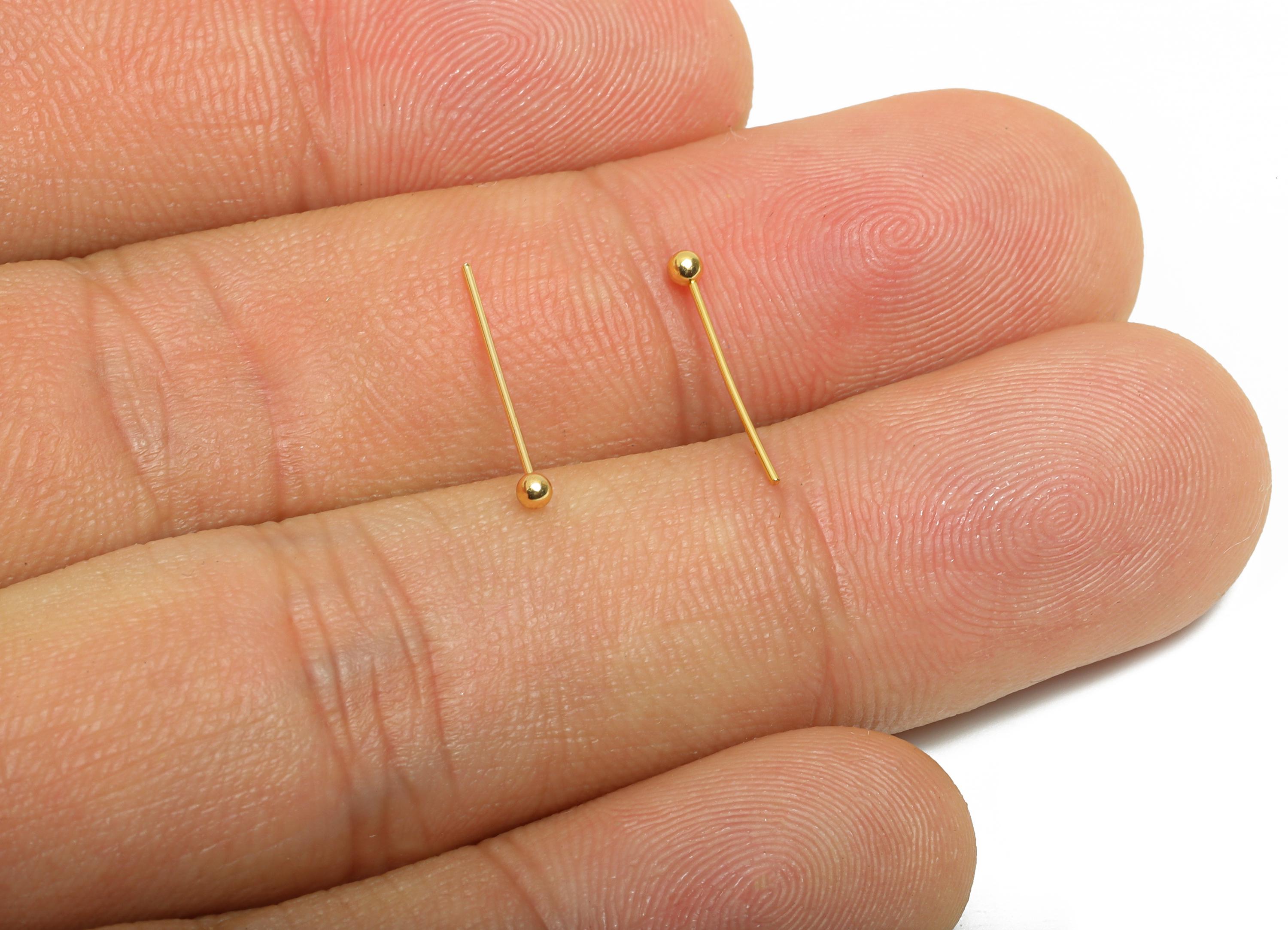 0.5*14*2mm Ball Headpin - Brass Bead Stopper Pin - Wire Pin for Jewelry - Bead Making for Handmade Creation - 18K Gold Plated - RGP11049-14