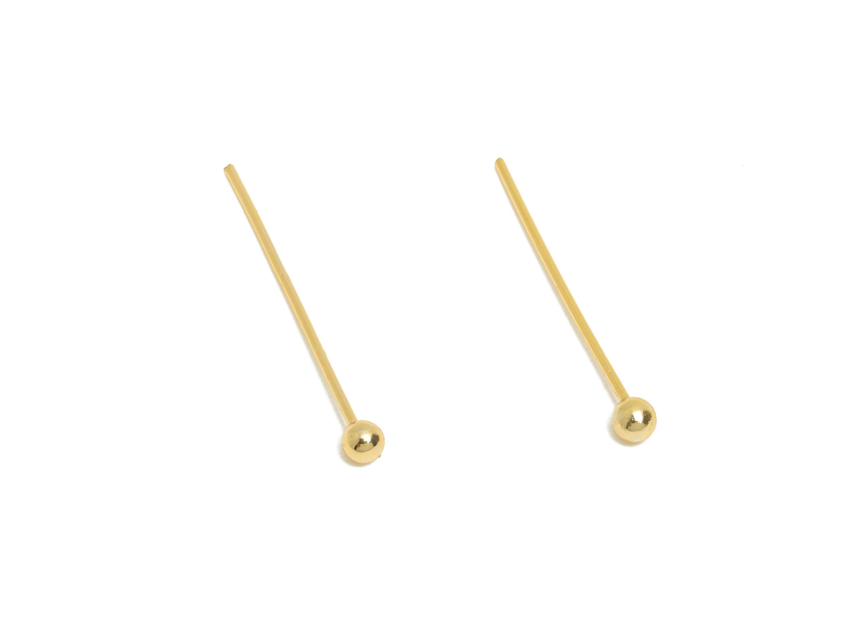 0.5*16*2mm Ball Headpin - Brass Bead Stopper Pin - Wire Pin for Jewelry - Bead Making for Handmade Creation - 18K Gold Plated - RGP11049-16