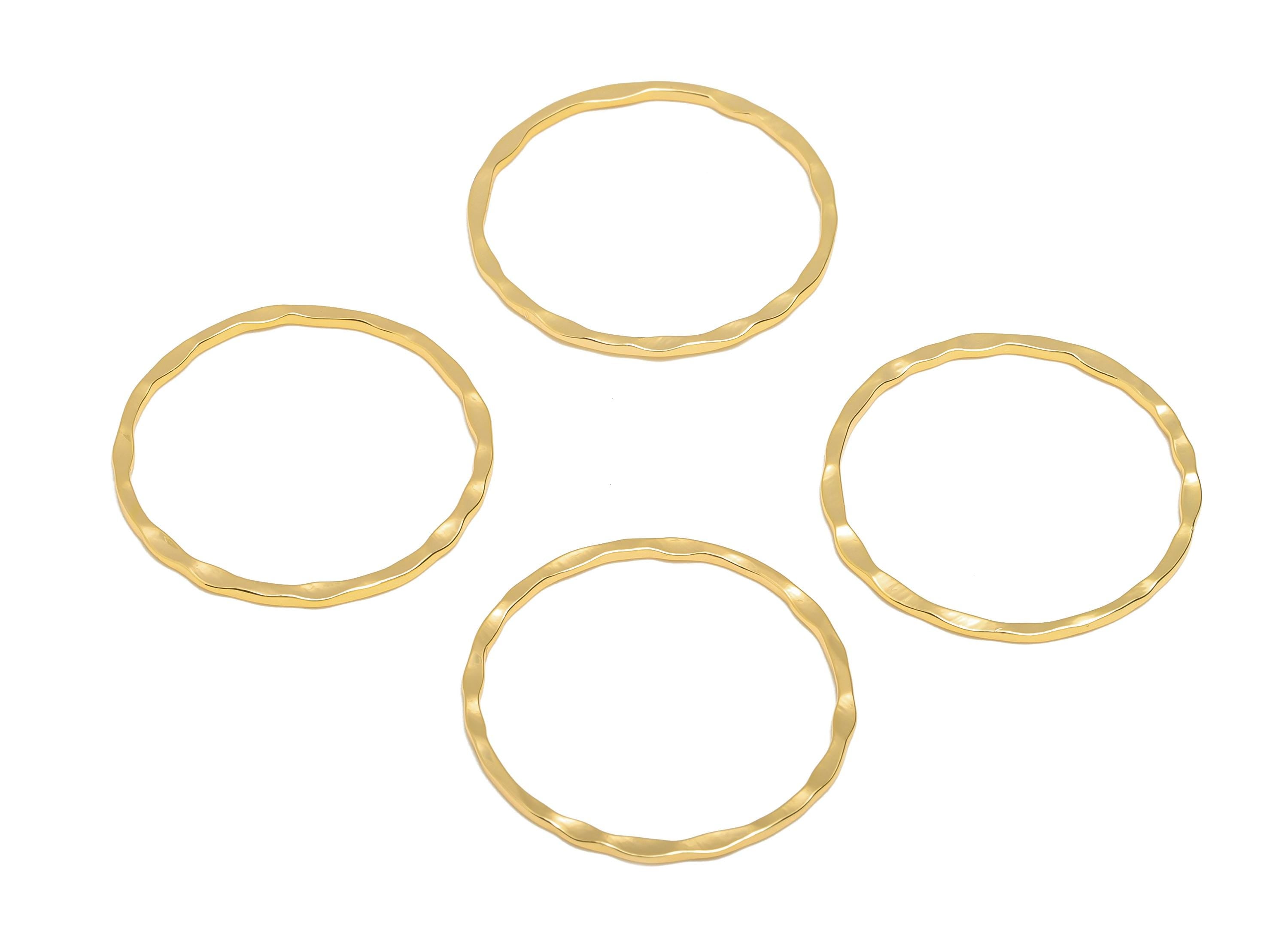 25mm Hammered Ring Connector - Brass Handmade Ring Connector - Gold Circle Jewelry Finding - 18K Real Gold Plating - 25x1x1mm - RGP11035 - DOMEDBAZAAR