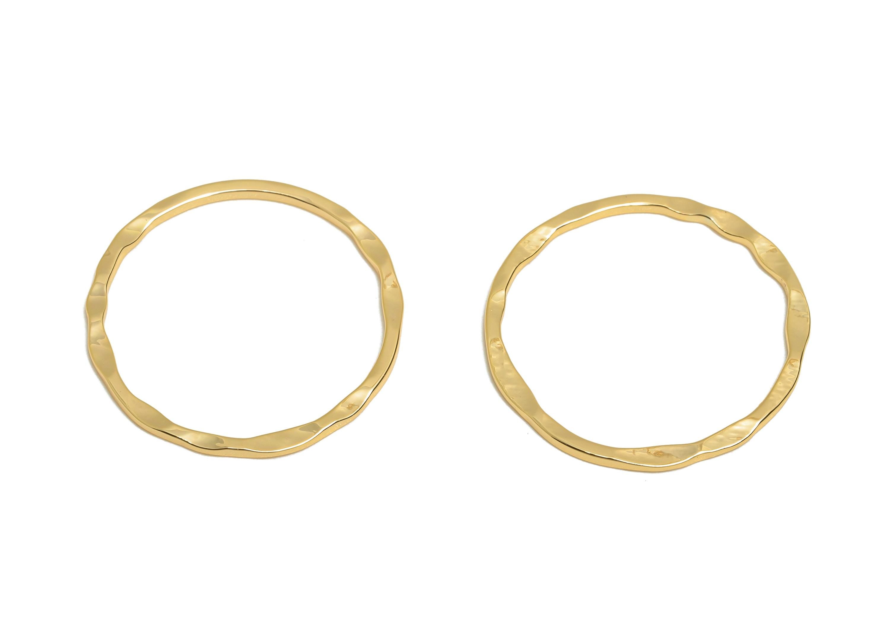 20mm Hammered Ring Connector - Brass Handmade Ring Connector - Gold Circle Jewelry Finding - 18K Real Gold Plating - 14x1x1mm - RGP11034 - DOMEDBAZAAR
