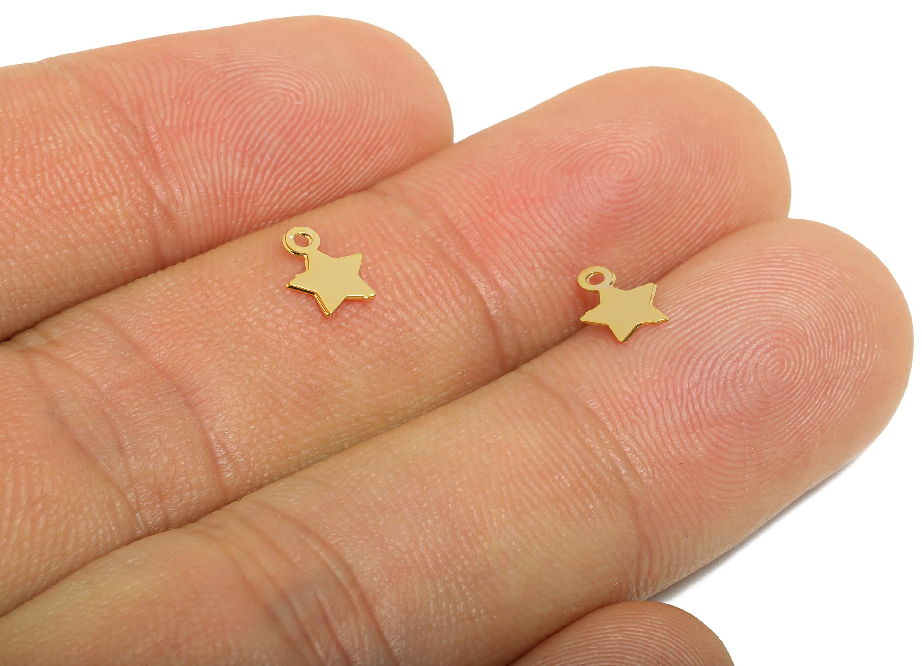 Gold Brass Star Tag - Extender Chain Ends - Bracelet Chain Ends Tags - Necklace End Tags - 18K Real Gold Plated - 6.9x5.5x0.3mm -RGP11051 - DOMEDBAZAAR
