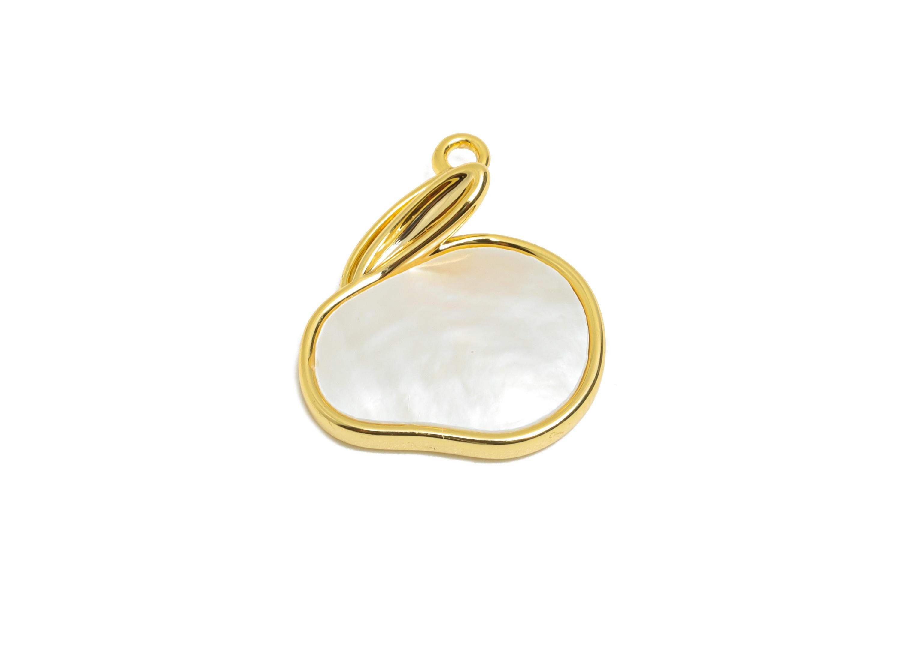 Brass Shell Charm Pendant - Irregular Gold Frame Charm - Abstract Shell Jewelry For Necklace - 18K Real Gold Plated - 25x11x4mm -RGP11030 - DOMEDBAZAAR