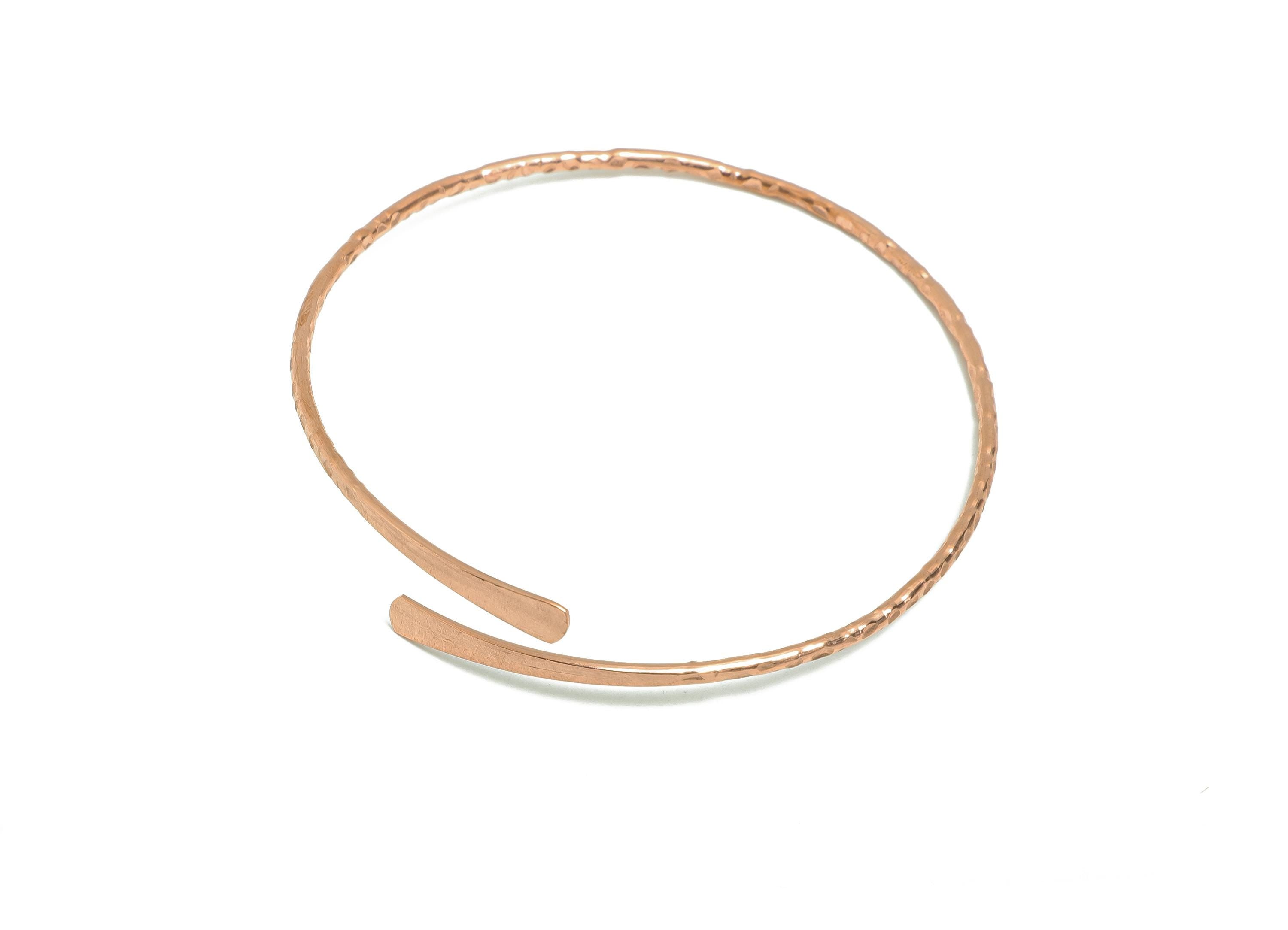 2mm Red Copper Hammered Bracelet - Adjustable Wrap Bracelet - Textured Open Wire Spiral Bangle - Handmade Jewelry - 67.8x37x2.2mm - PP11437