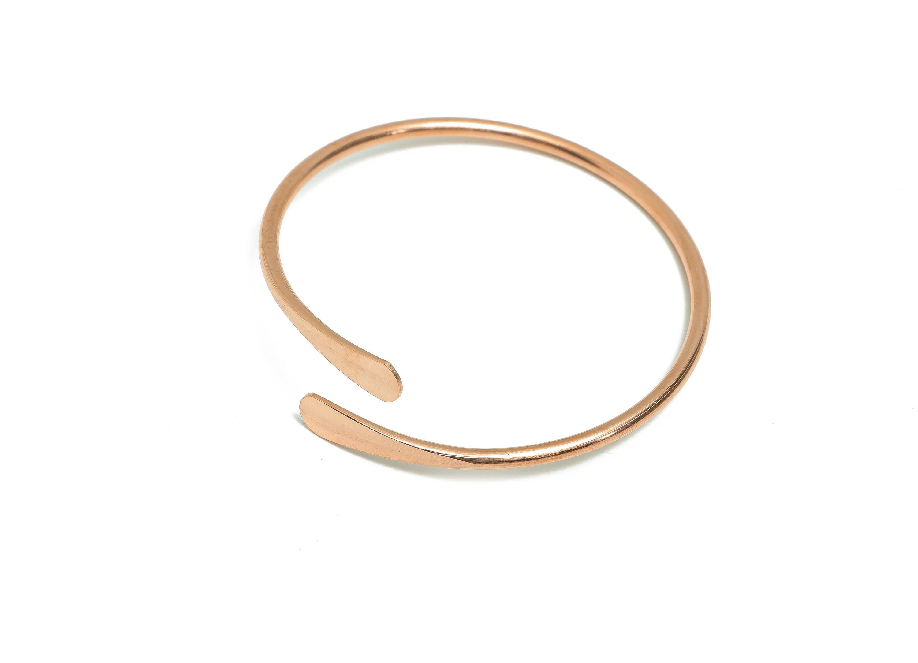 2.5mm Red Copper Hammered Bracelet - Adjustable Wrap Bracelet - Open Wire Spiral Bangle - Handmade Jewelry Supplies - 69x69x2.5mm - PP11438