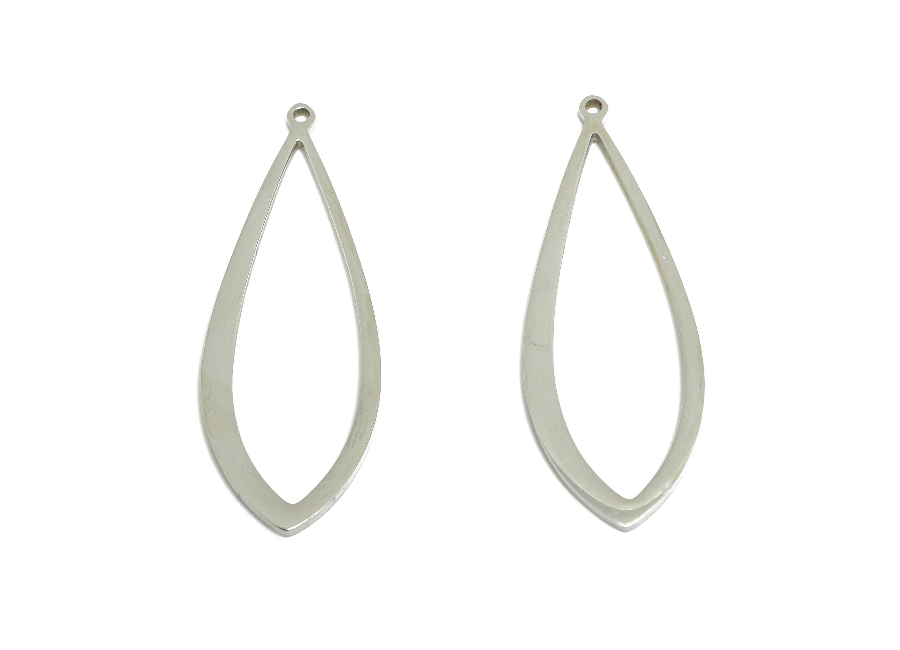 Steel Teardrop Charm - Stainless Steel Teardrop Pendant - Teardrop Frame Link for Earrings - DIY Earrings Metal Frame -36x13x1mm-SS2707 - DOMEDBAZAAR
