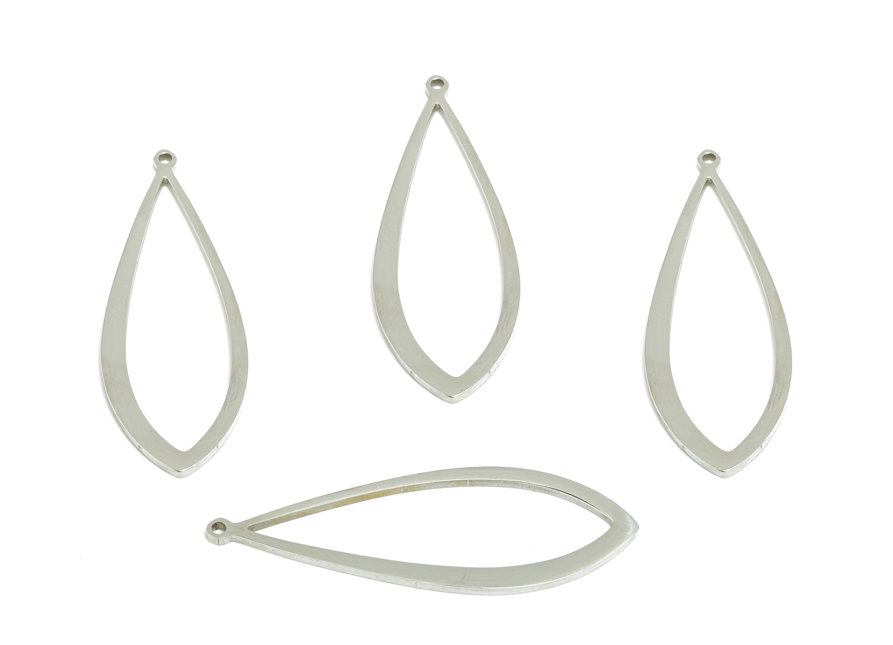 Steel Teardrop Charm - Stainless Steel Teardrop Pendant - Teardrop Frame Link for Earrings - DIY Earrings Metal Frame -36x13x1mm-SS2707 - DOMEDBAZAAR