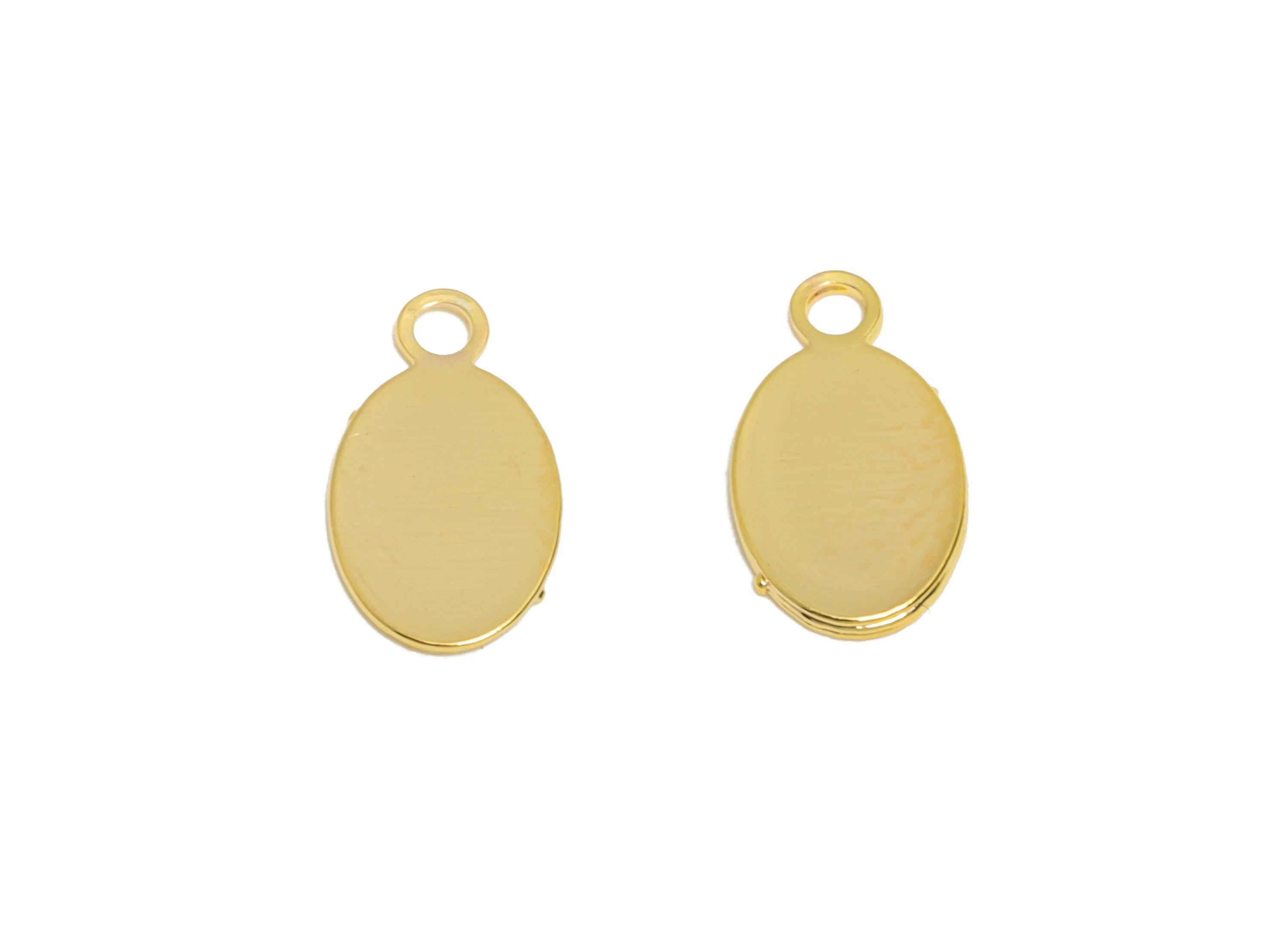 Gold Brass Oval Tag - Extender Chain Ends - Bracelet Chain Ends Tags - Necklace End Tags - 18K Gold Plated - 8.7x4.85x0.3mm - RGP11054 - DOMEDBAZAAR