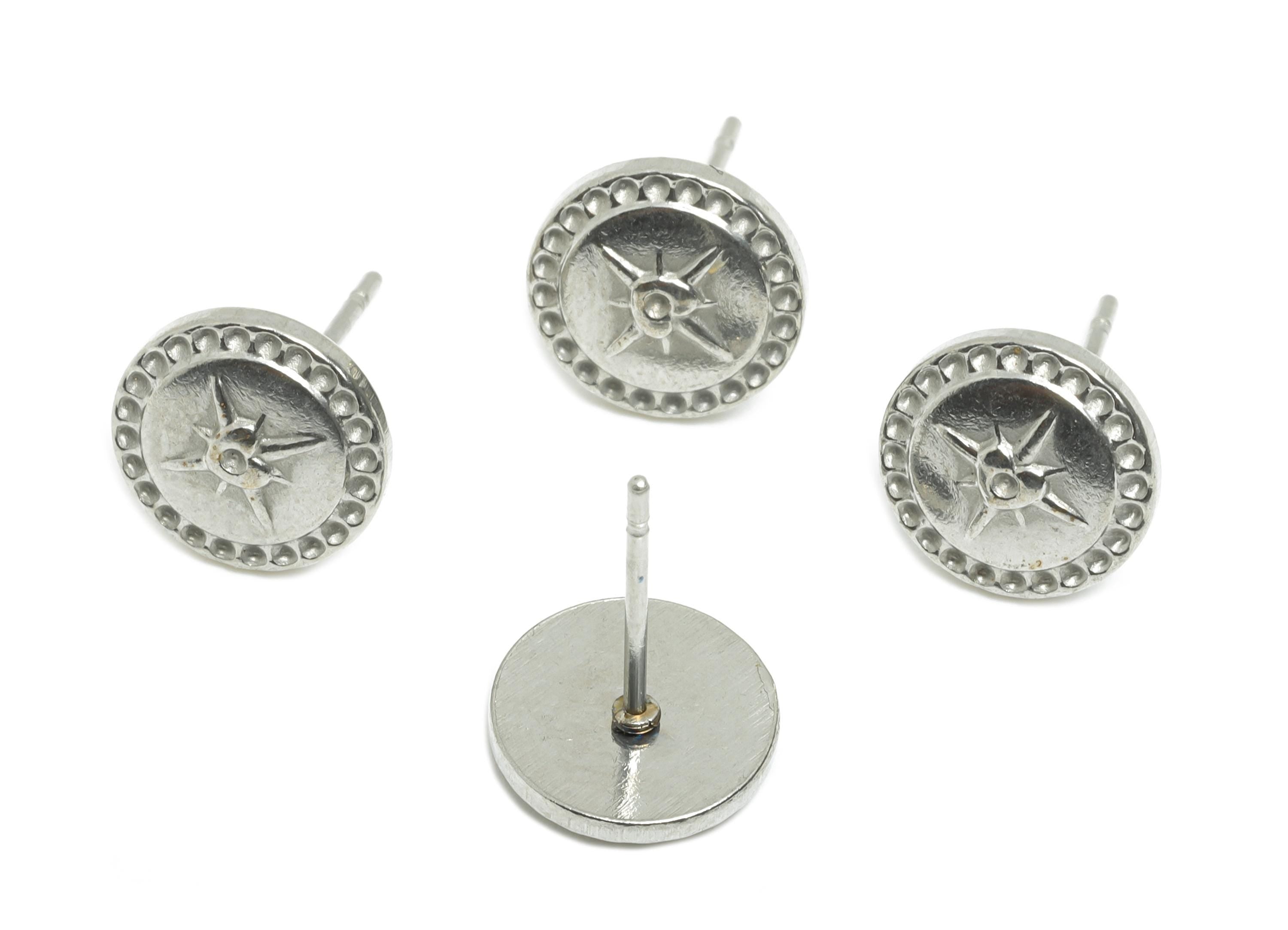 Steel Star Stud Earring - Steel Celestial Star Stud Earrings - Bold North Star Earrings - Rocker Style Earring Stud - 10x10x1.87mm -SS2718 - DOMEDBAZAAR