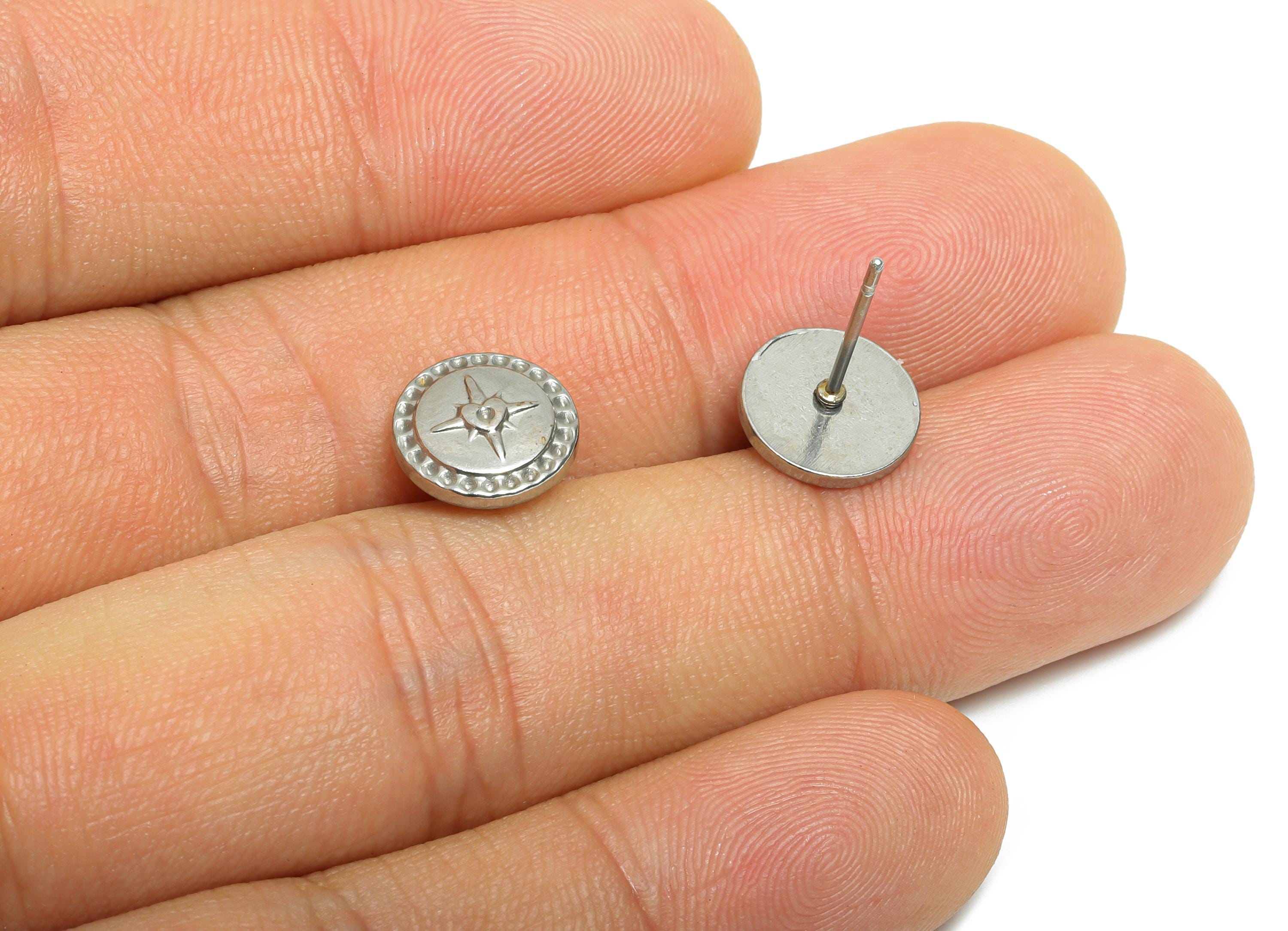 Steel Star Stud Earring - Steel Celestial Star Stud Earrings - Bold North Star Earrings - Rocker Style Earring Stud - 10x10x1.87mm -SS2718 - DOMEDBAZAAR