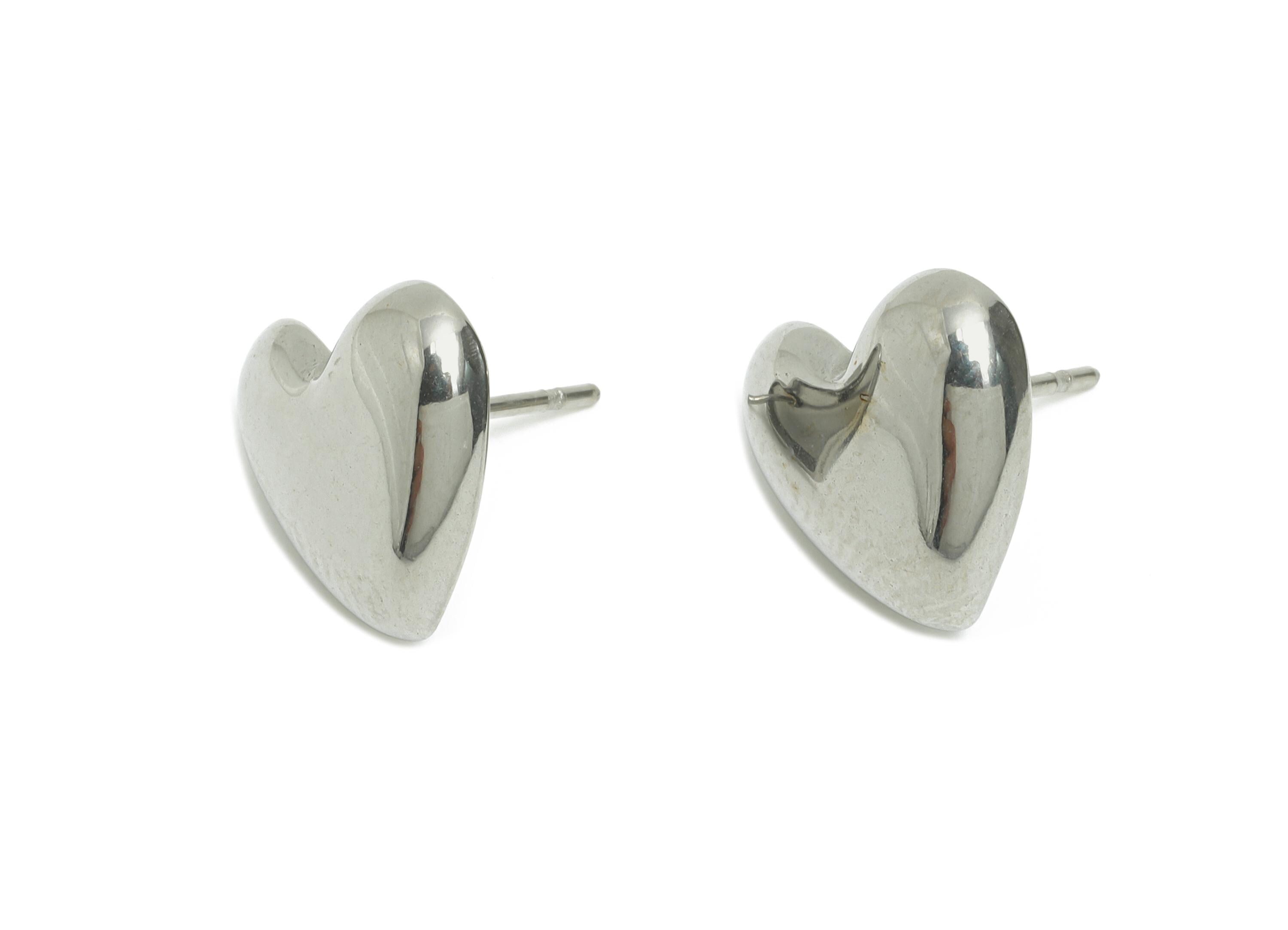 Steel Heart Stud Earring - Steel Romantic Stud Earring - Valentine Jewelry - Stainless Steel Post - Minimalist Heart Stud - 11x12x3mm-SS2713