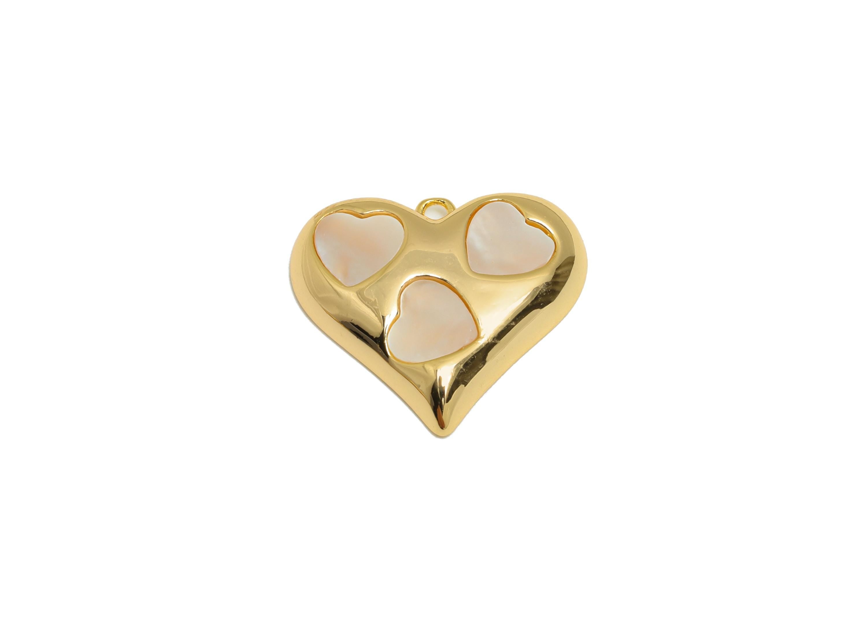 Brass Heart Shell Pendant - Elegant Love Pendant for Necklace - Refined Jewelry Findings - 18K Real Gold Plated - 19.4x17.4x3.7mm - RGP11095 - DOMEDBAZAAR
