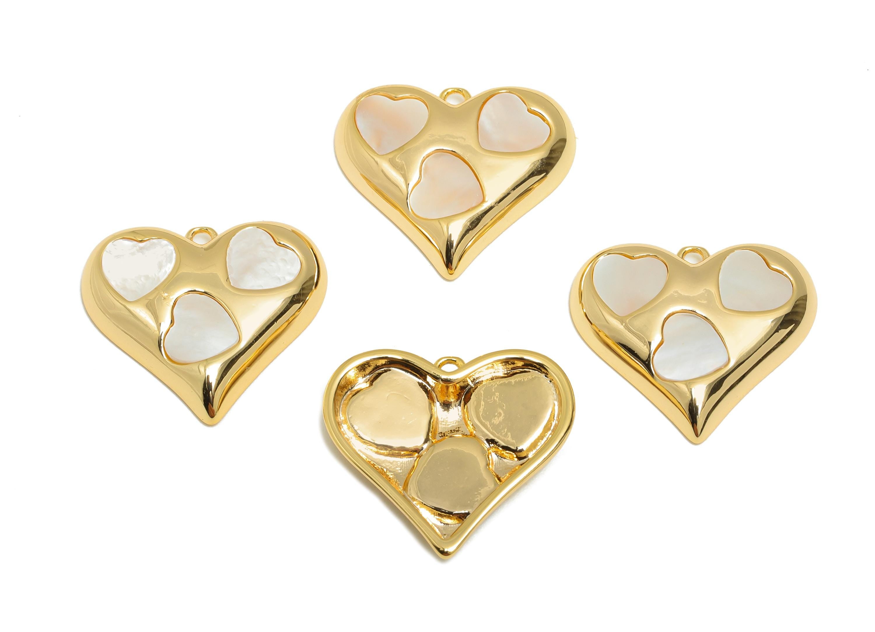 Brass Heart Shell Pendant - Elegant Love Pendant for Necklace - Refined Jewelry Findings - 18K Real Gold Plated - 19.4x17.4x3.7mm - RGP11095 - DOMEDBAZAAR