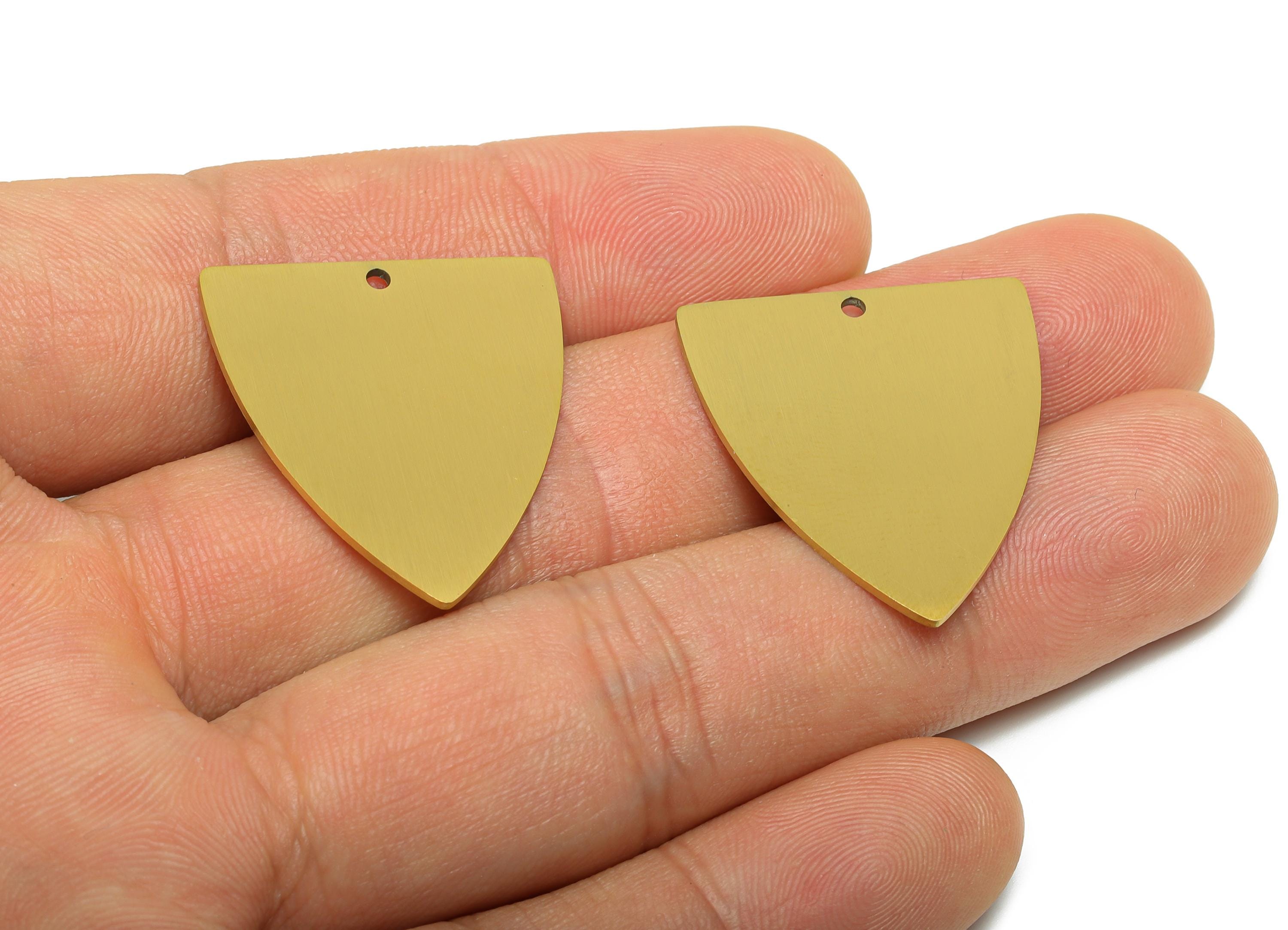 Steel Shield Charm - Textured Steel Geometric Pendant - Minimalist Metal DIY Jewelry Supply - Real Vacuum Plated - 27.6x24.8x0.9mm - SS2754 - DOMEDBAZAAR