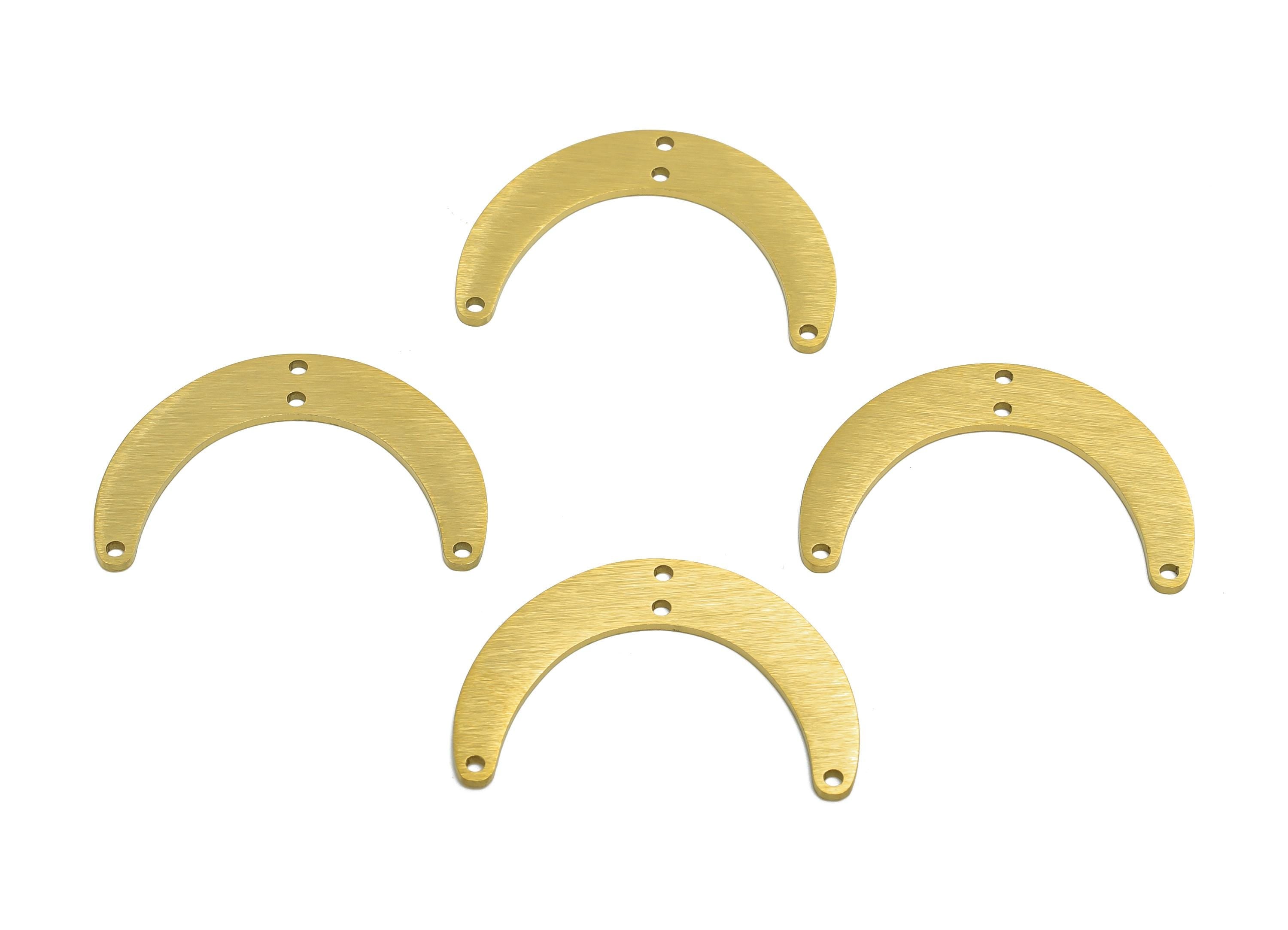 Steel Arch Connector Pendant - Minimalist Gold Curved Bar Pendant - Geometric Open Arch Charm - Real Vacuum Plated - 28.5x19.6x0.9mm -SS2756 - DOMEDBAZAAR