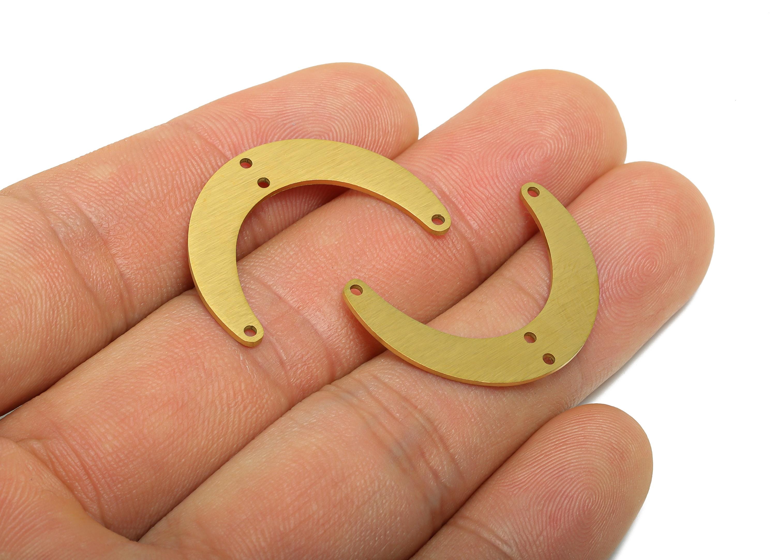 Steel Arch Connector Pendant - Minimalist Gold Curved Bar Pendant - Geometric Open Arch Charm - Real Vacuum Plated - 28.5x19.6x0.9mm -SS2756 - DOMEDBAZAAR