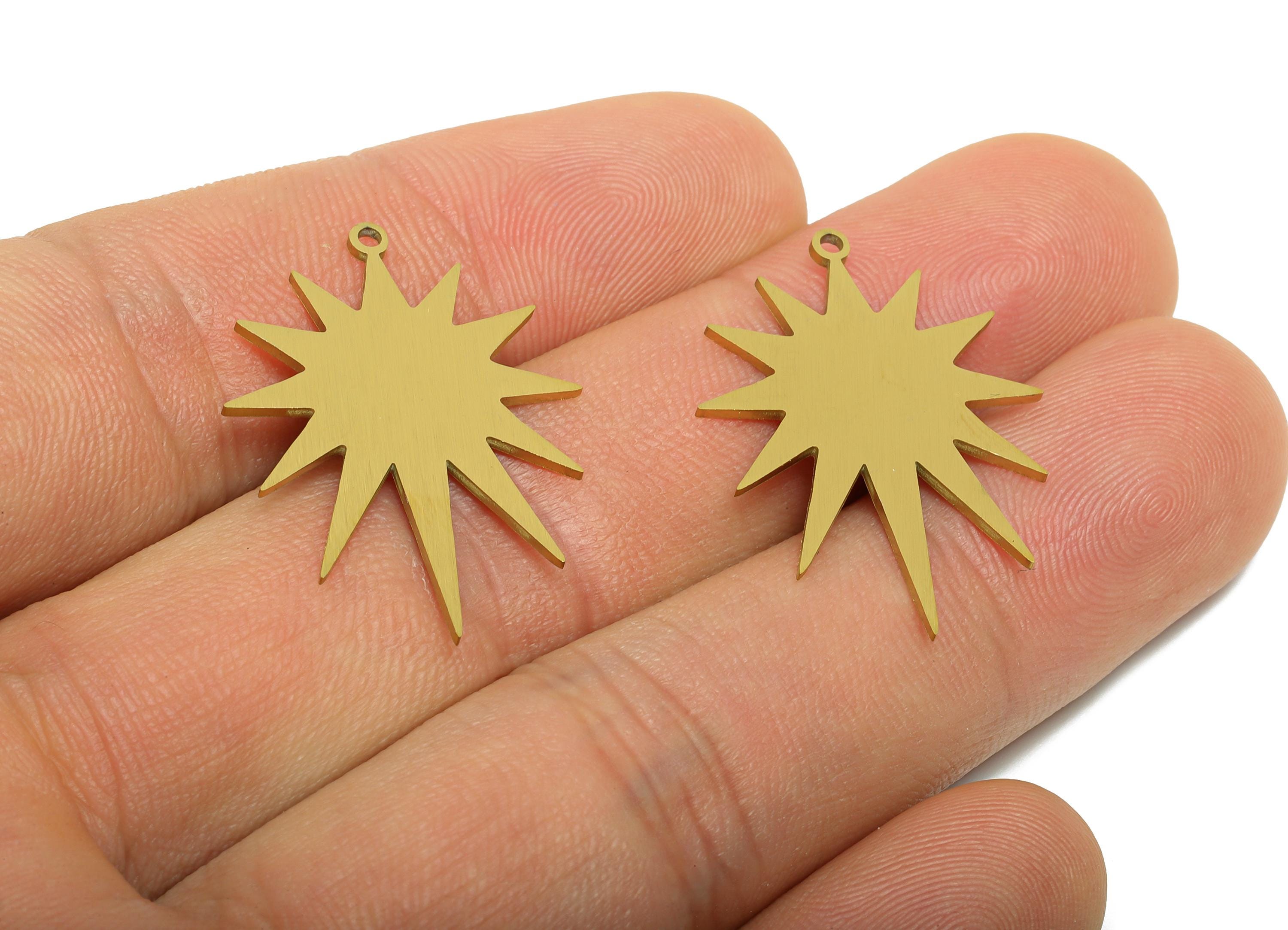 Steel Radiant Sunburst Pendant - Abstract Steel Sunshine Charm - Statement Geometric Jewelry - Real Vacuum Plated - 29x21x0.9mm - SS2757 - DOMEDBAZAAR