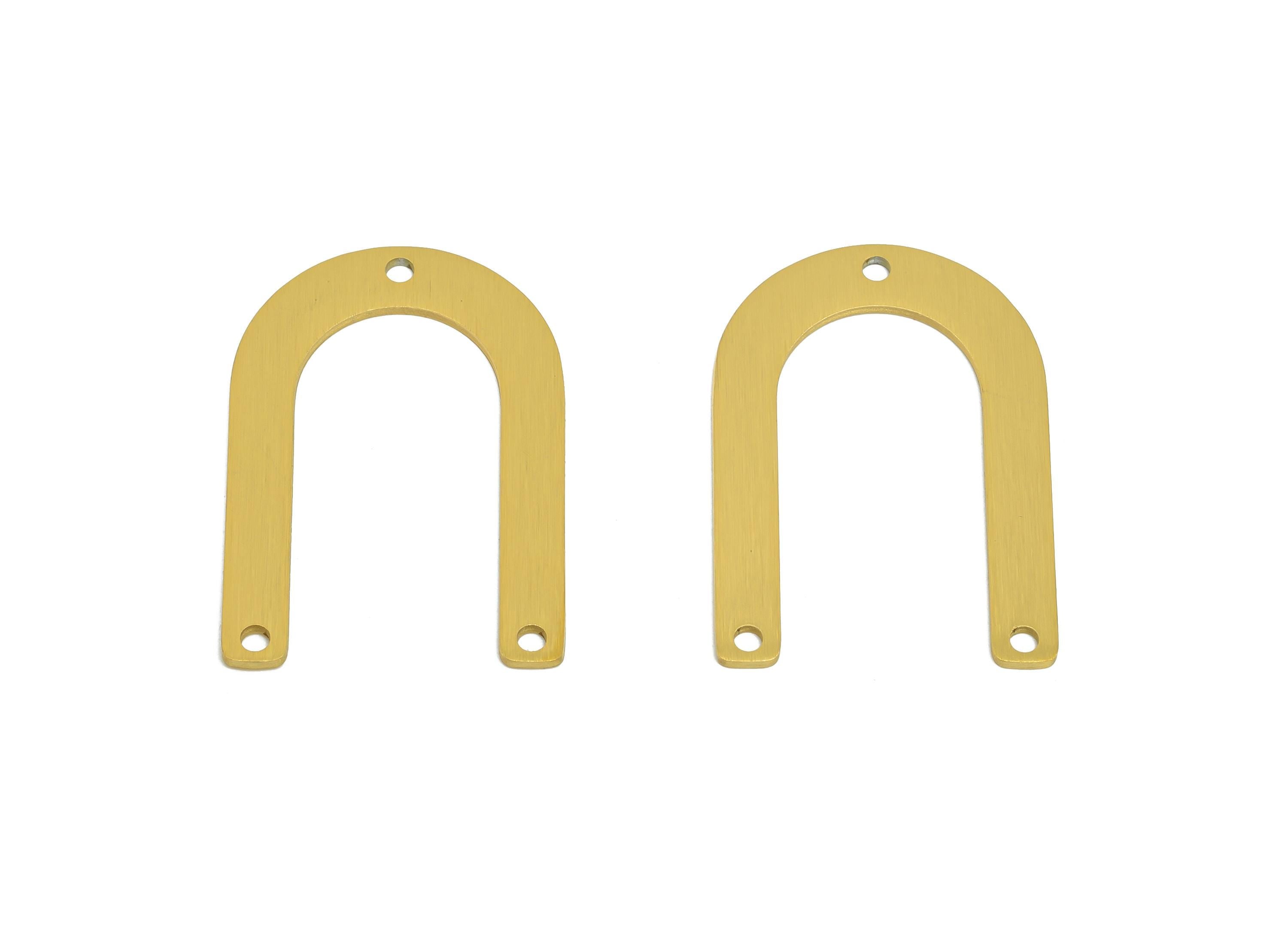 Gold Steel Horseshoe Connector - Steel Geometric U Shape Pendant - Minimalist Arch Pendant - Real Vacuum Plating - 28x19.7x0.9mm - SS2759 - DOMEDBAZAAR