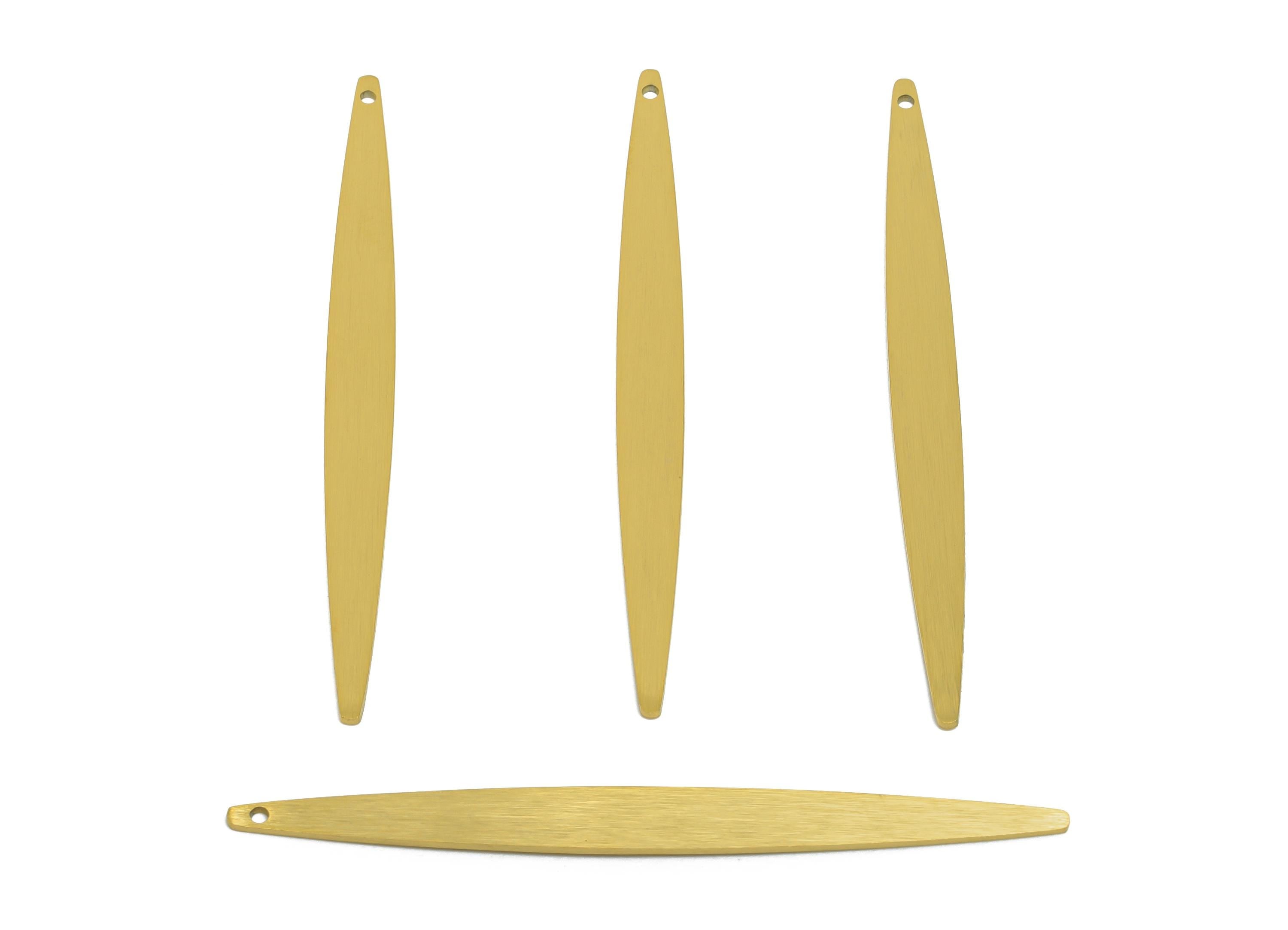 Steel Long Bar Pendant - Steel Stick Bar Charm - Cutout Metal Geometric Jewelry for Necklace - Real Vacuum Plated - 61.8x5x0.9mm - SS2764 - DOMEDBAZAAR